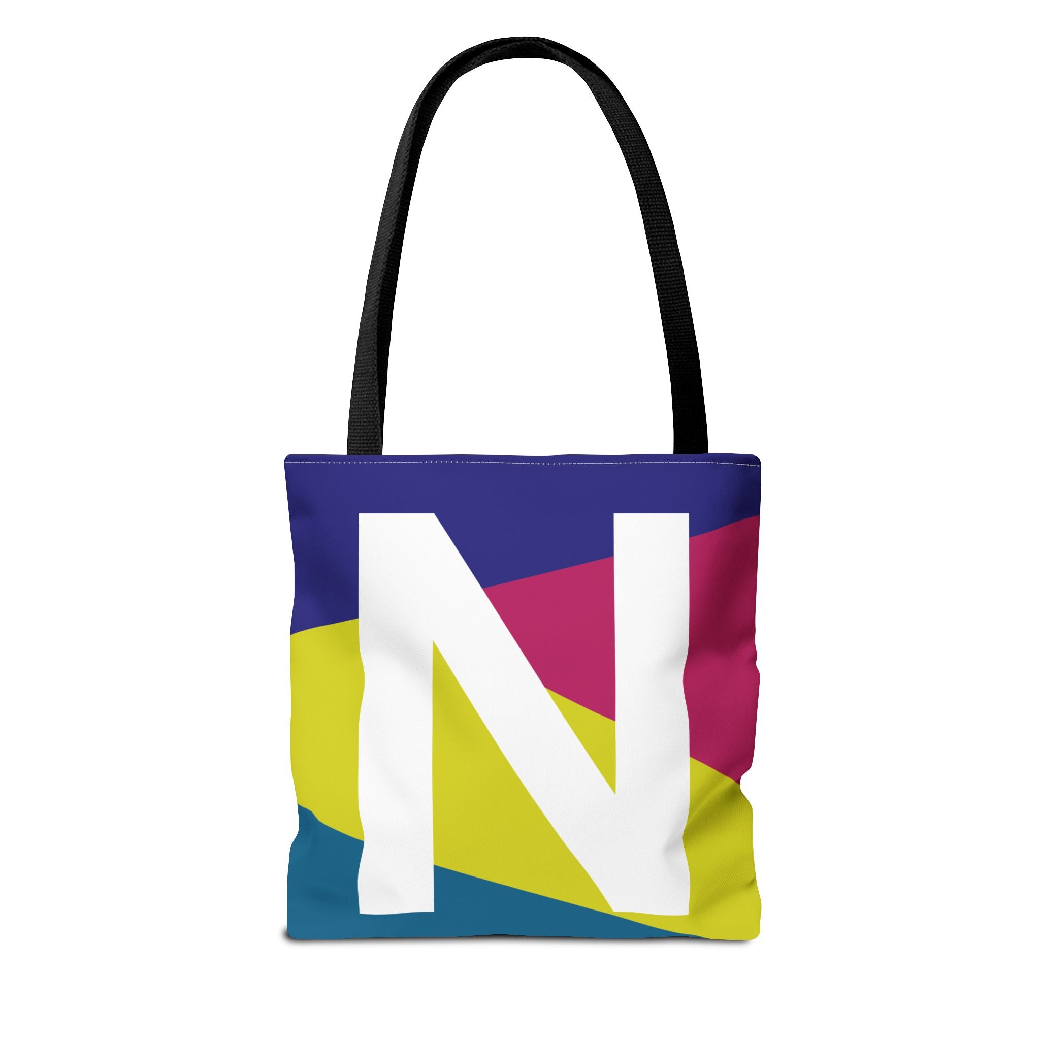 Monogram 'N' Colorblock Tote Bag — Personalized Initial N Shoulder Tote
