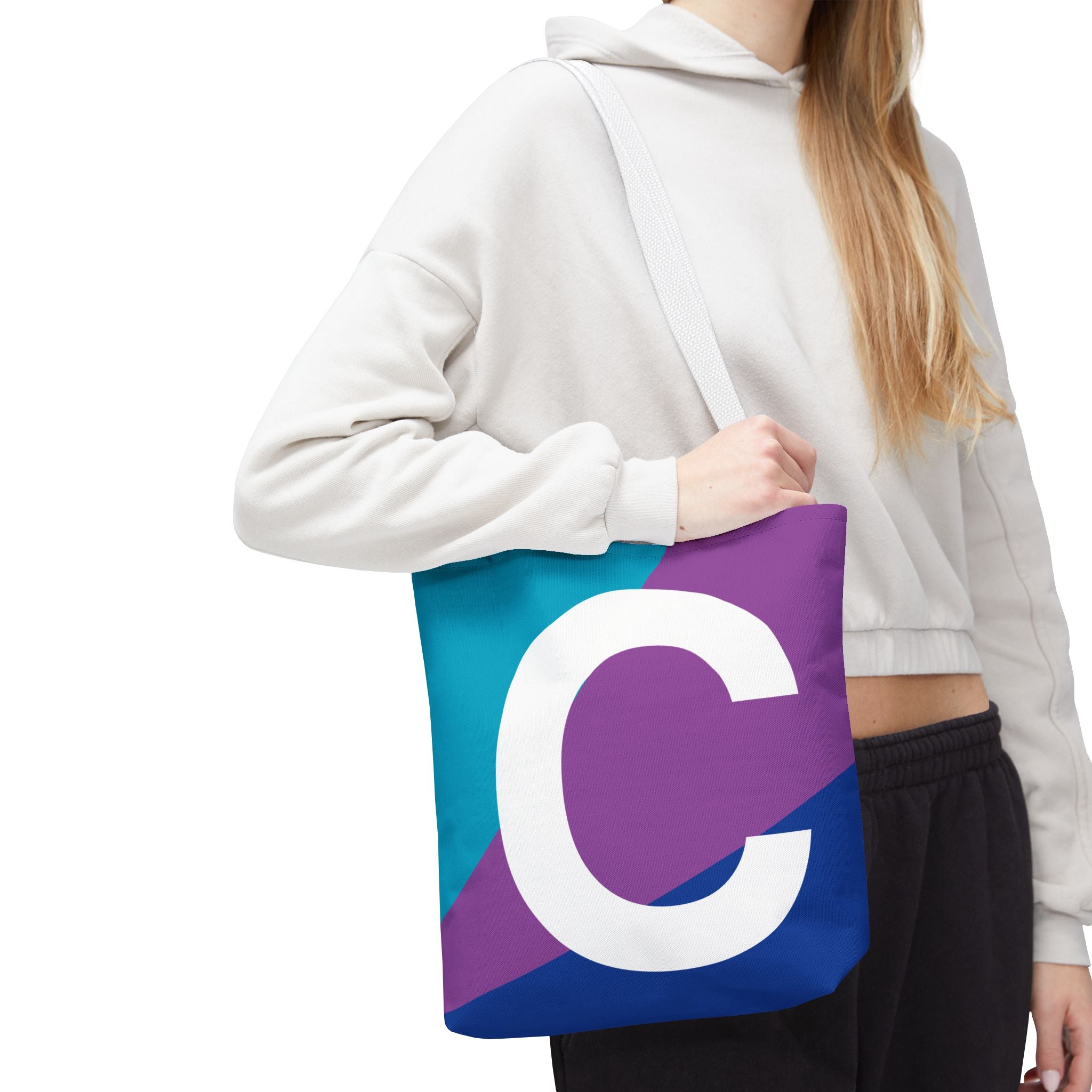Monogram 'C' Colorblock Tote Bag — Personalized Initial C Shoulder Tote