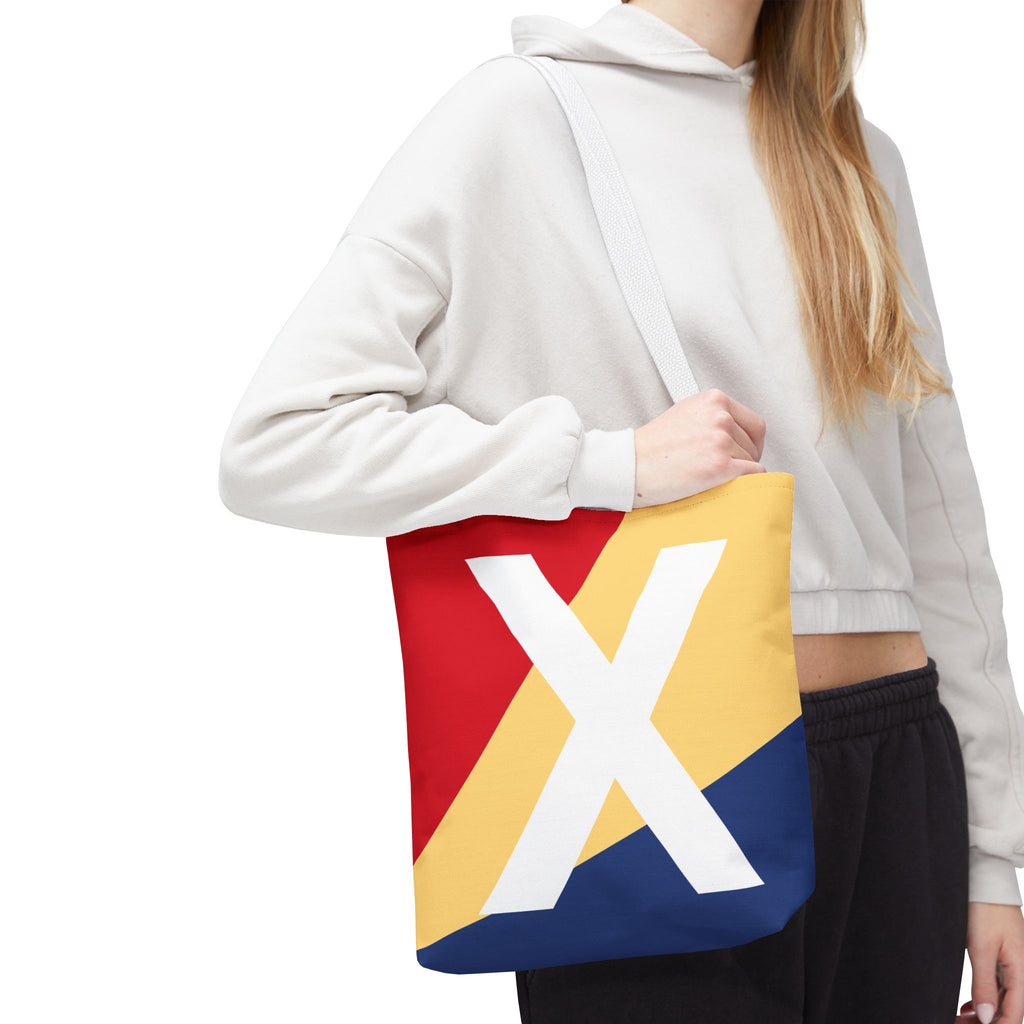Monogram 'X' Colorblock Tote Bag — Personalized Initial X Shoulder Tote