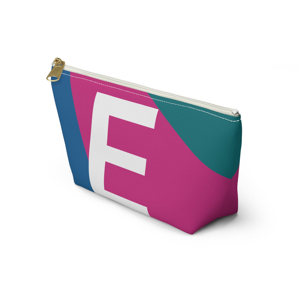 Initials Colorblock Accessory Pouch — Monogram E T-Bottom Cosmetic Bag