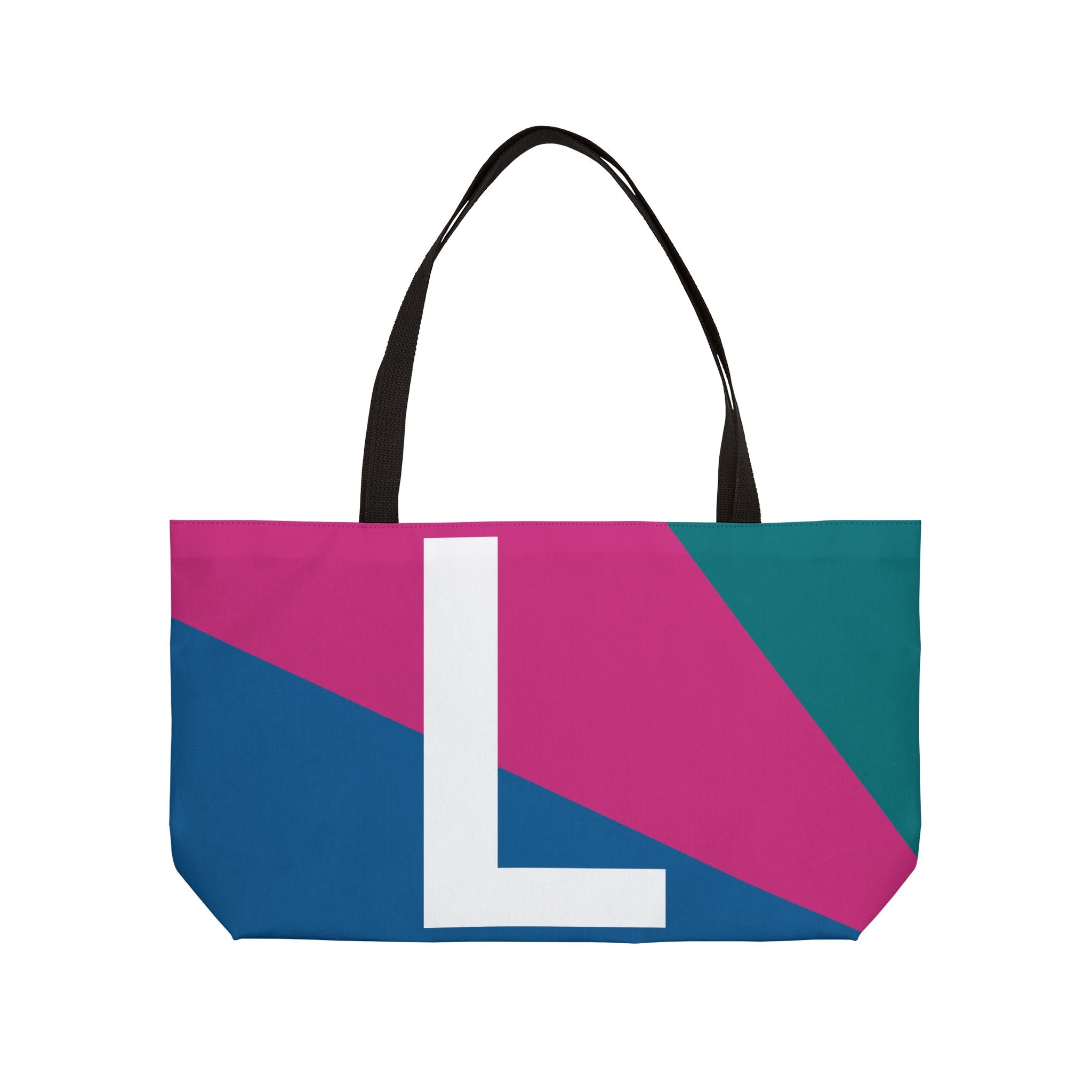 Personalized 'L' Colorblock Tote Bag — Monogram Weekender Tote
