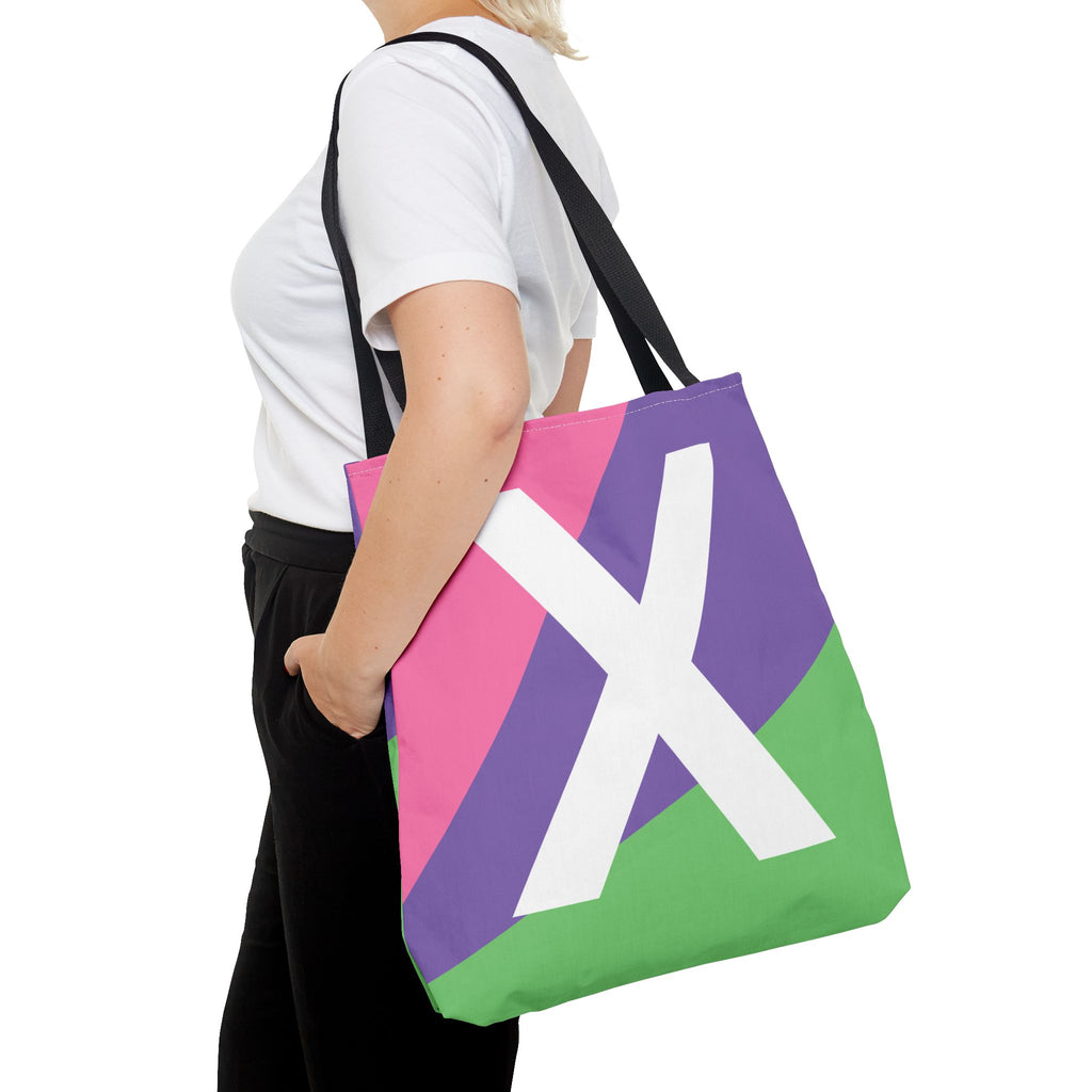 Monogram 'X' Colorblock Tote Bag — Personalized Initial X Shoulder Tote