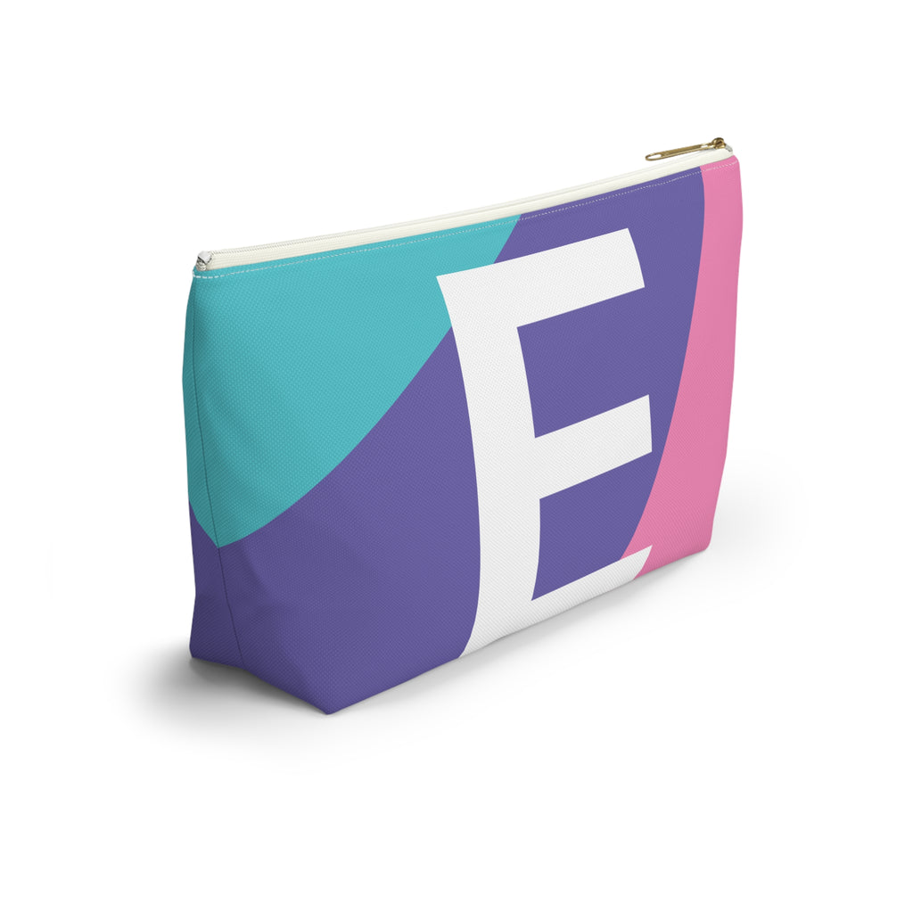 Initials Colorblock Accessory Pouch — Monogram E T-Bottom Cosmetic Bag