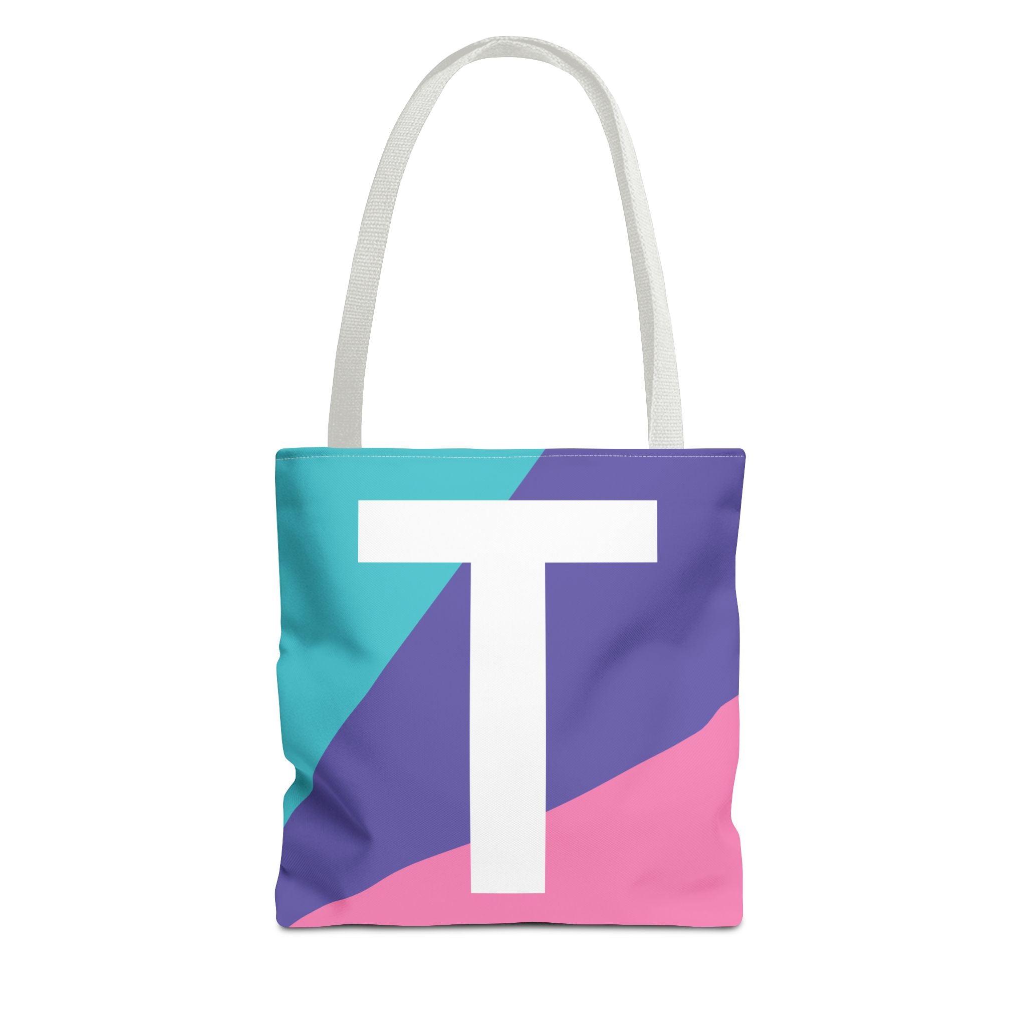Monogram 'T' Colorblock Tote Bag — Personalized Initial T Shoulder Tote