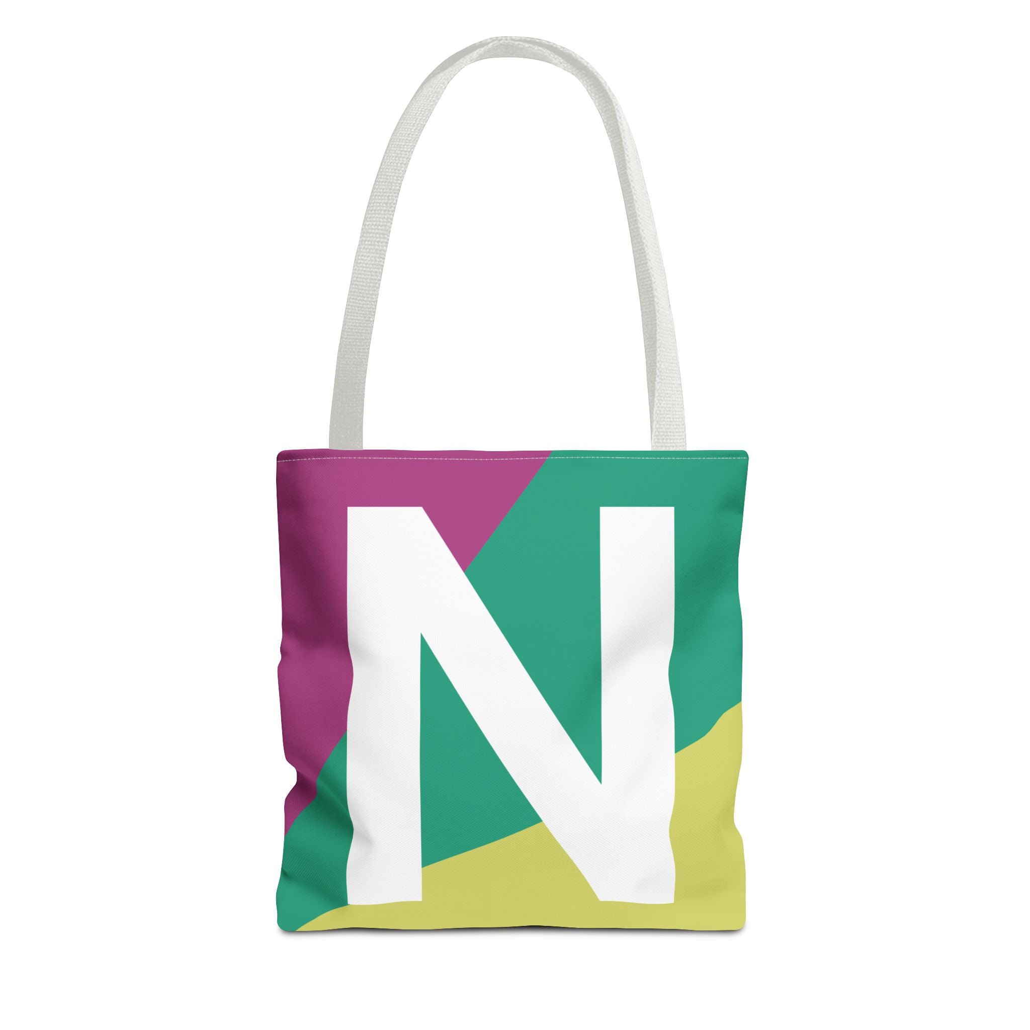 Monogram 'N' Colorblock Tote Bag — Personalized Initial N Shoulder Tote