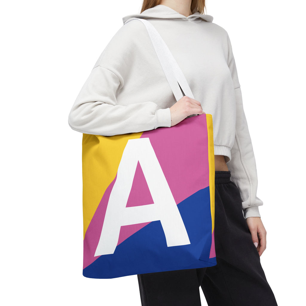 Monogram 'A' Colorblock Tote Bag — Personalized Initial A Shoulder Tote