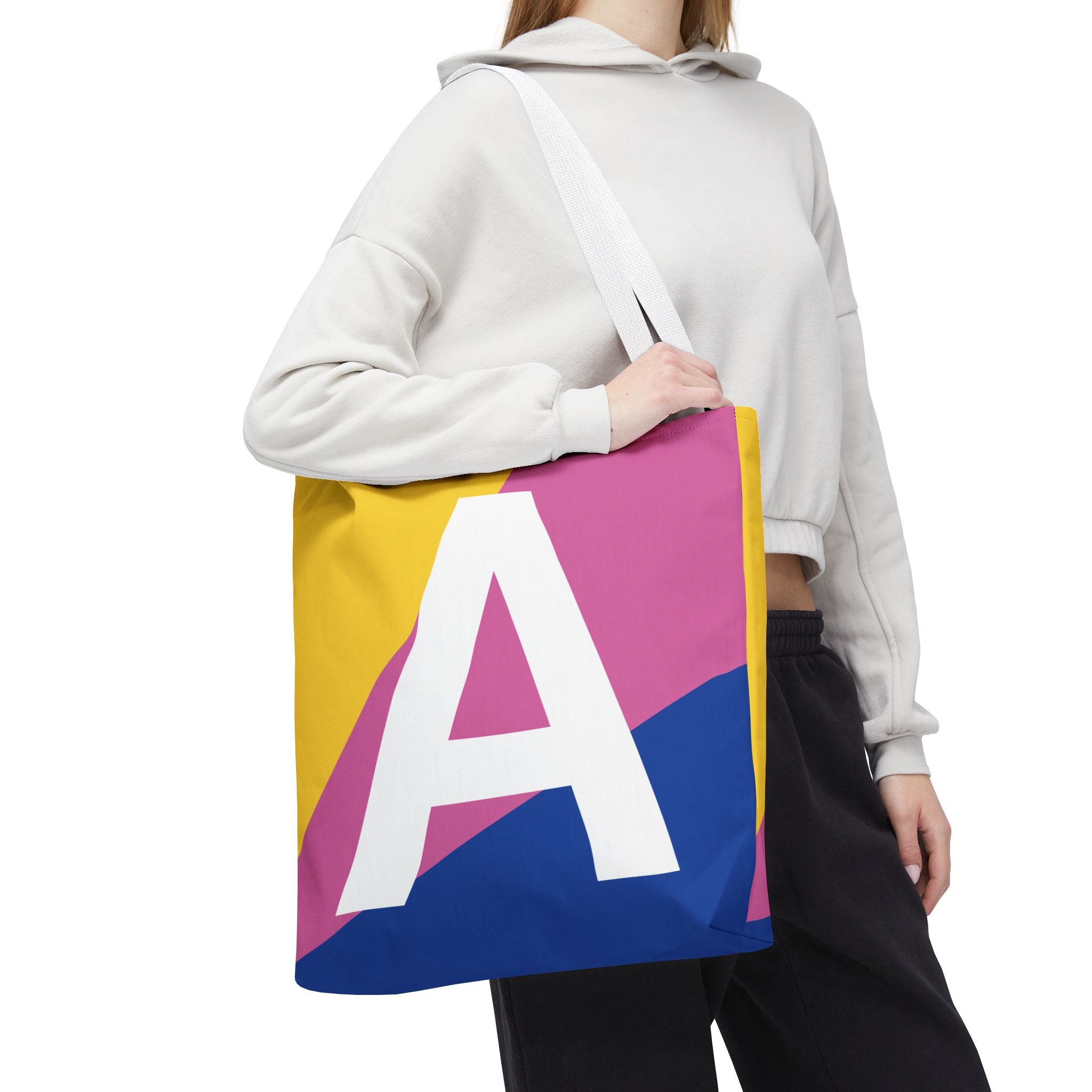 Monogram 'A' Colorblock Tote Bag — Personalized Initial A Shoulder Tote