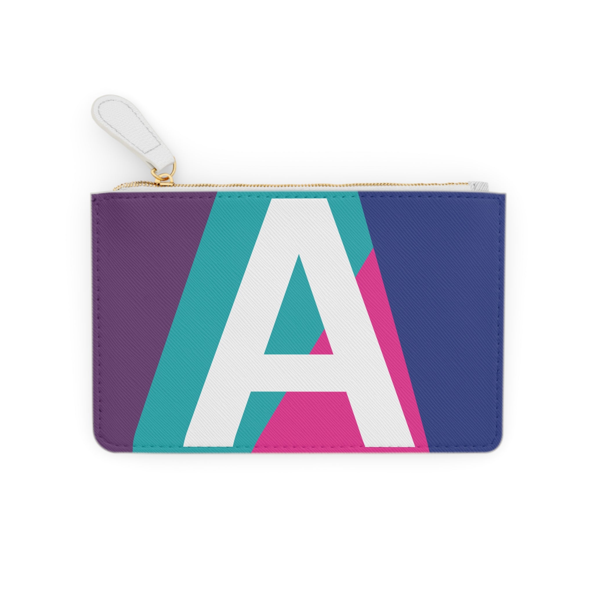 Initial A Mini Clutch — Colorblock Monogram Wristlet Wallet