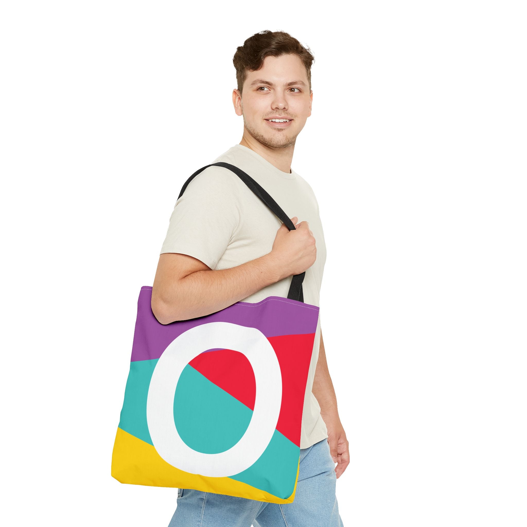 Monogram 'O' Colorblock Tote Bag — Personalized Initial O Shoulder Tote