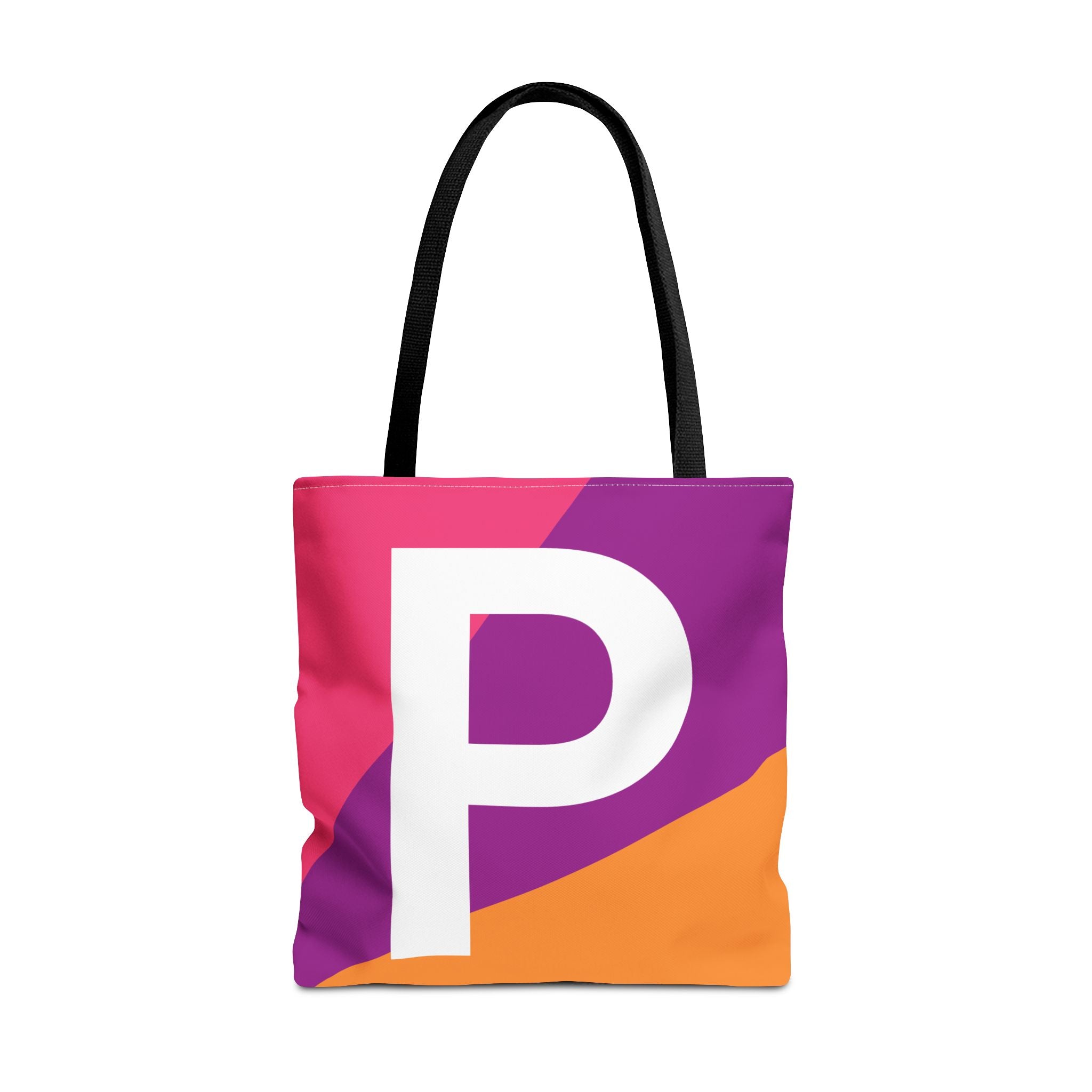 Monogram 'P' Colorblock Tote Bag — Personalized Initial P Shoulder Tote