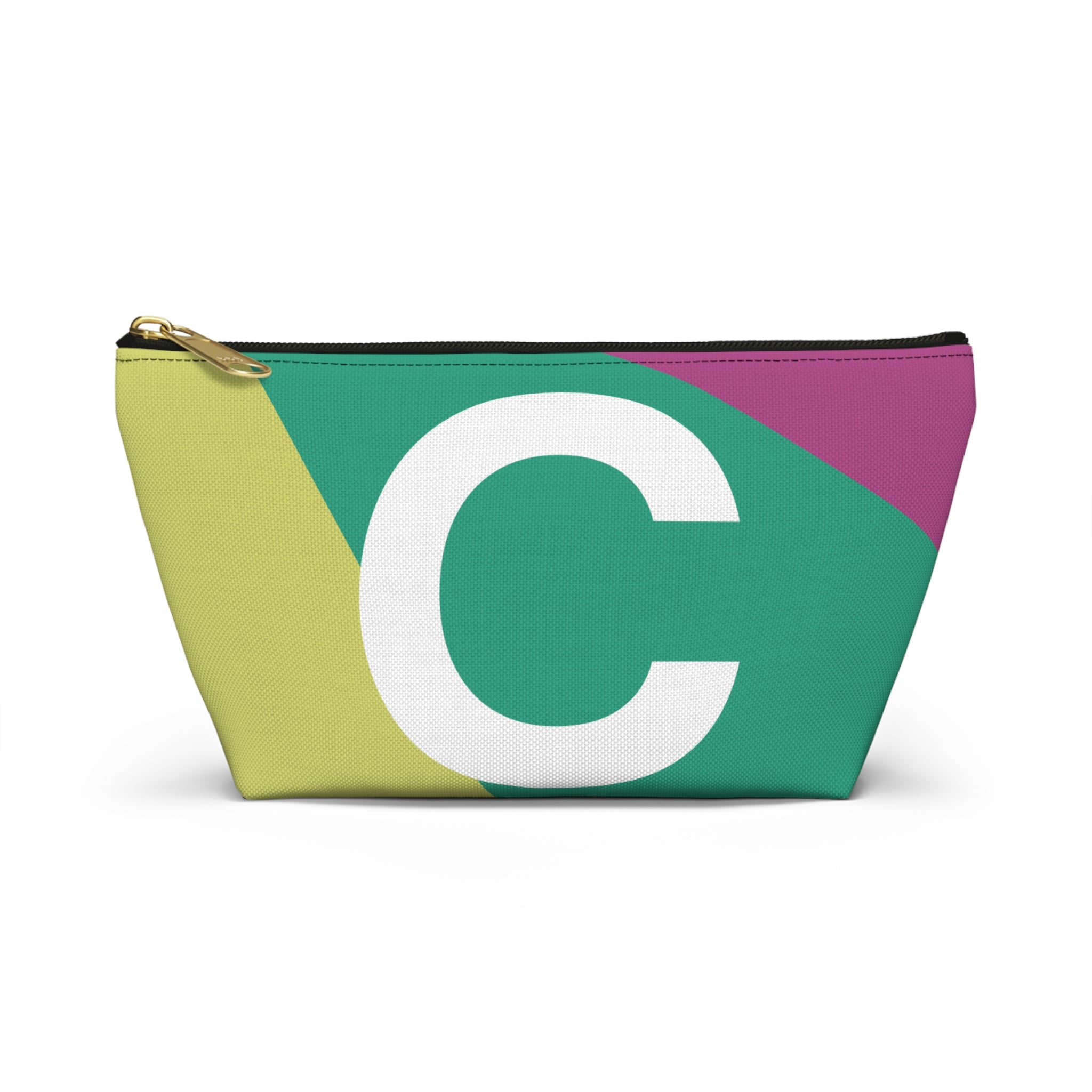 Initials Colorblock Accessory Pouch — Monogram C T-Bottom Cosmetic Bag