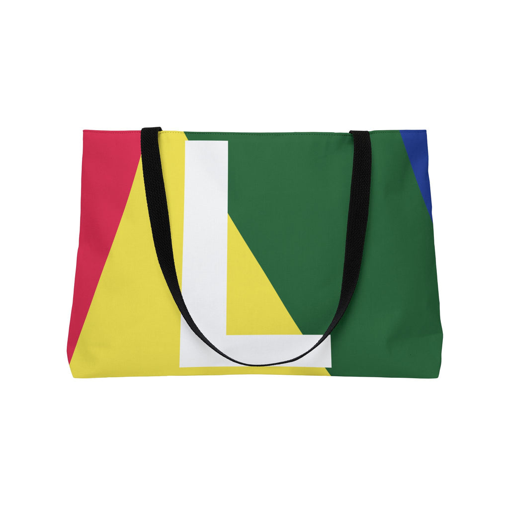 Personalized 'L' Colorblock Tote Bag — Monogram Weekender Tote