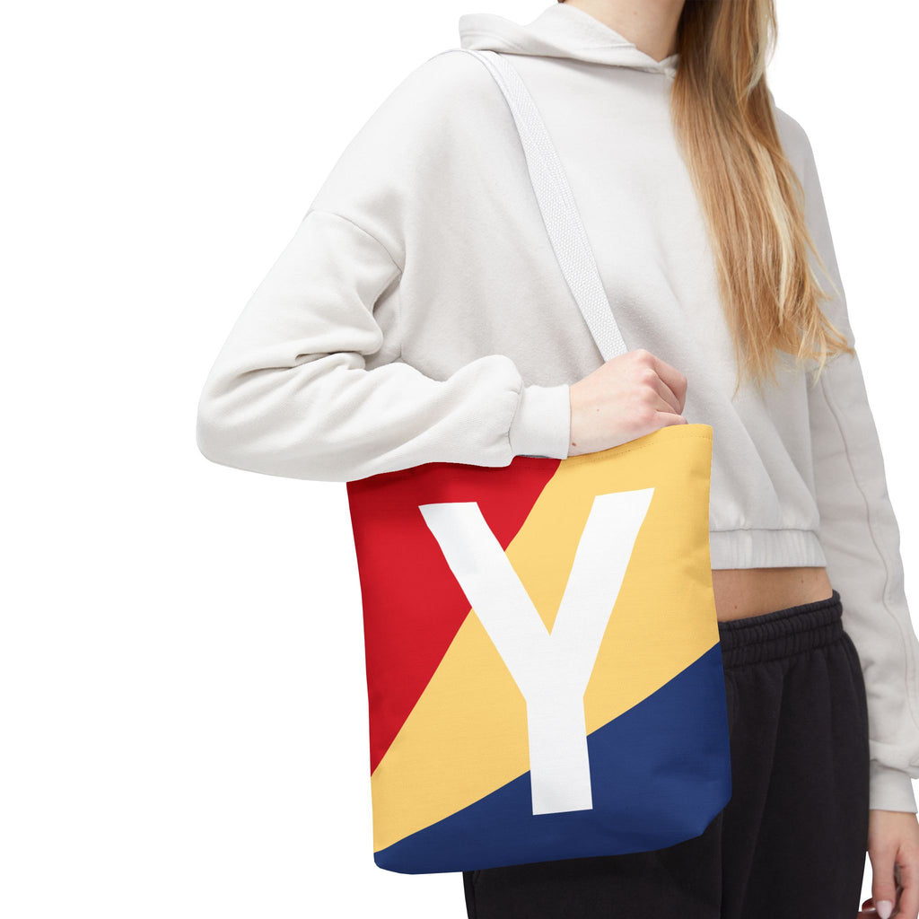 Monogram 'Y' Colorblock Tote Bag — Personalized Initial Y Shoulder Tote