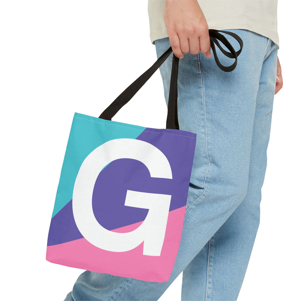 Monogram 'G' Colorblock Tote Bag — Personalized Initial G Shoulder Tote