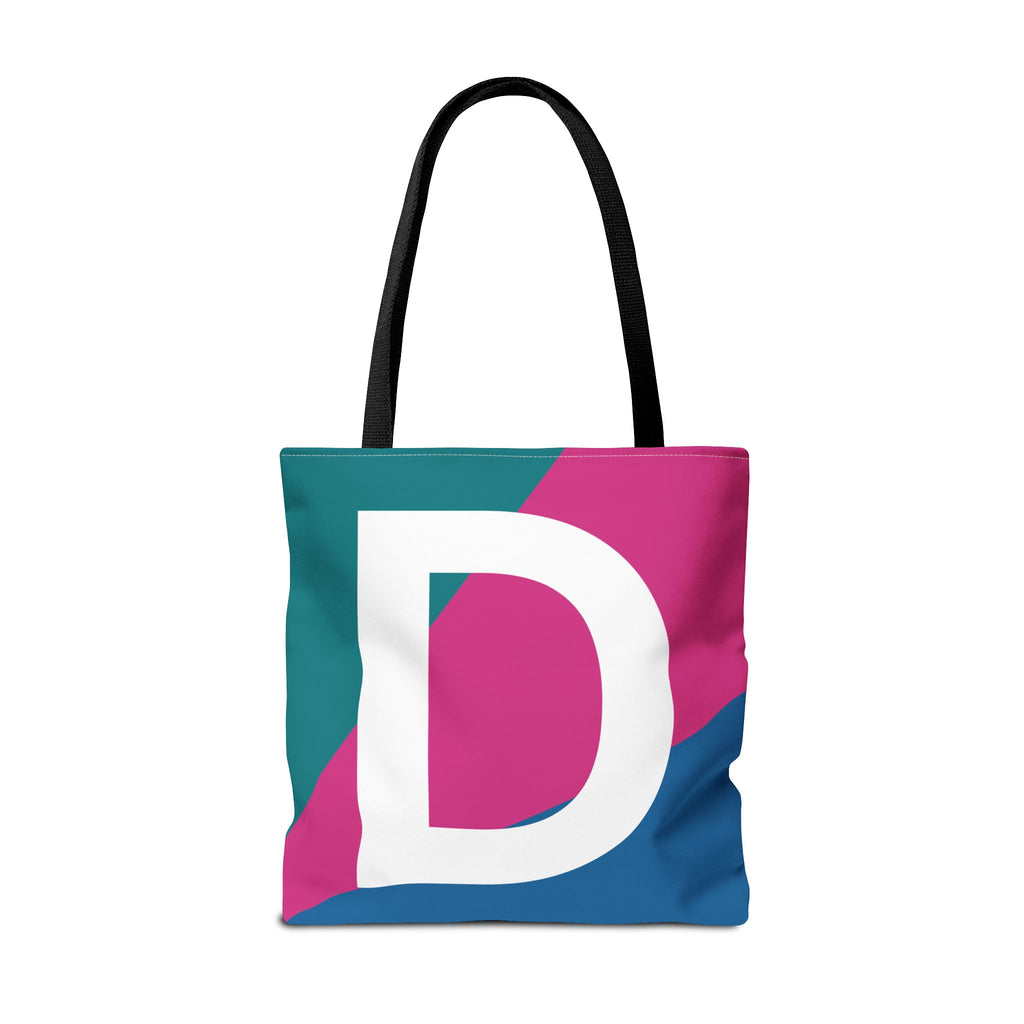 Monogram 'D' Colorblock Tote Bag — Personalized Initial D Shoulder Tote