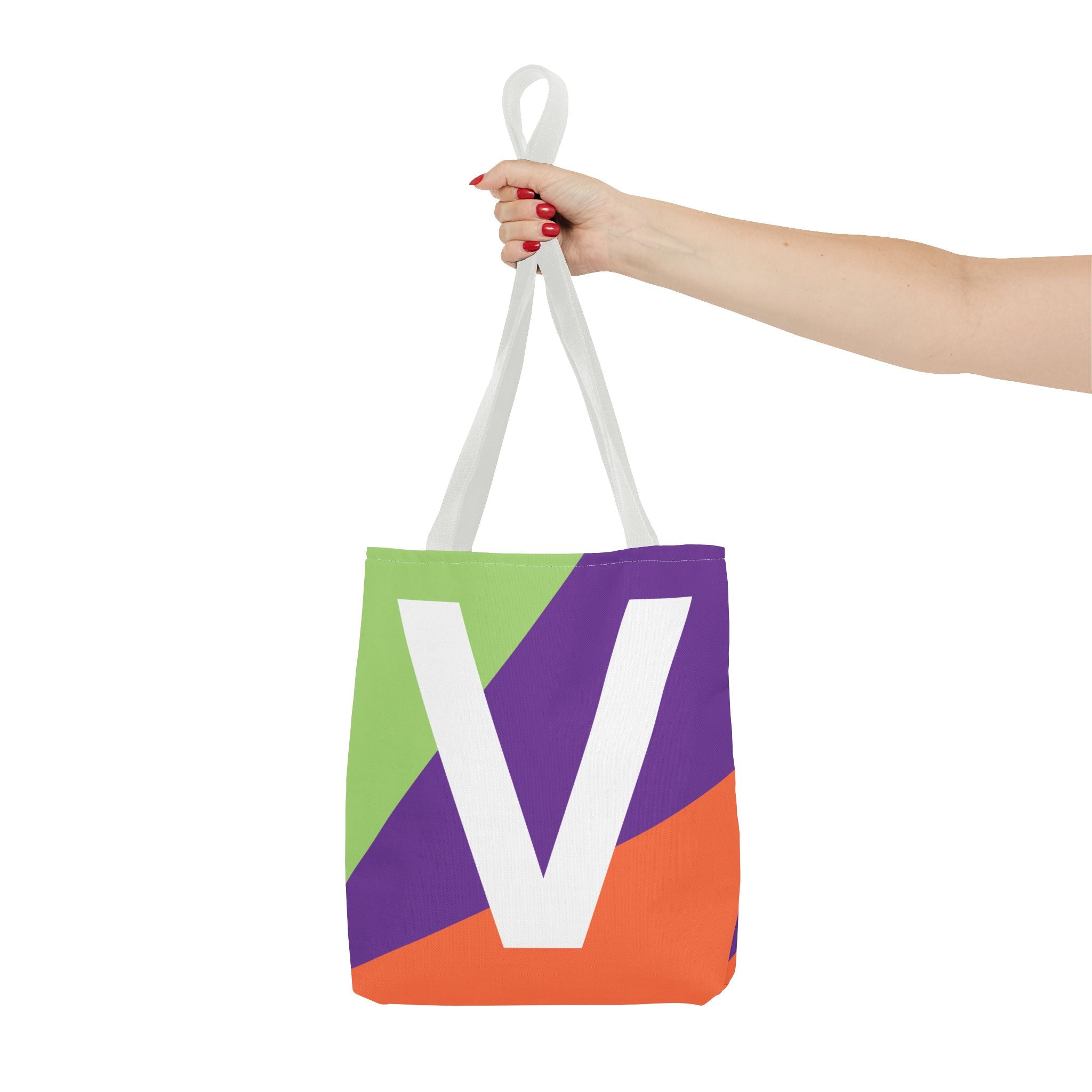 Monogram 'V' Colorblock Tote Bag — Personalized Initial V Shoulder Tote