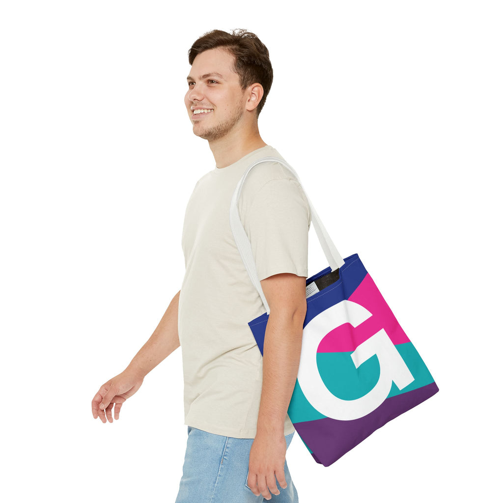 Monogram 'G' Colorblock Tote Bag — Personalized Initial G Shoulder Tote