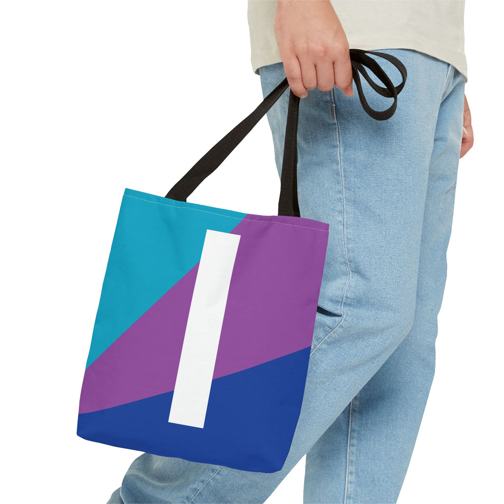 Monogram 'I' Colorblock Tote Bag — Personalized Initial I Shoulder Tote