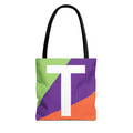 Monogram 'T' Colorblock Tote Bag — Personalized Initial T Shoulder Tote