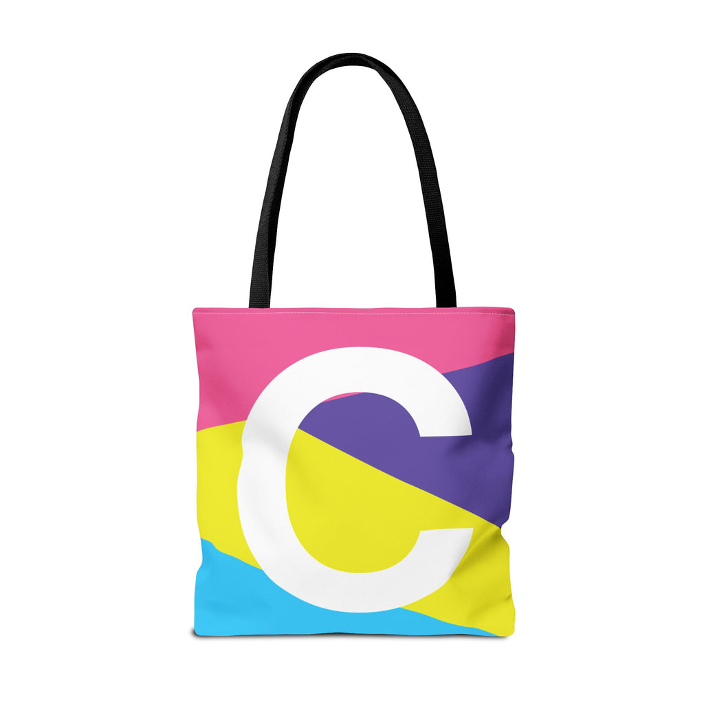 Monogram 'C' Colorblock Tote Bag — Personalized Initial C Shoulder Tote