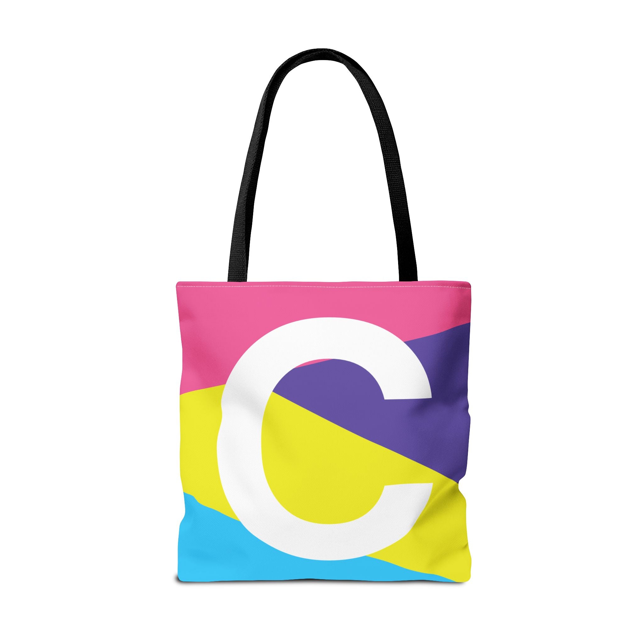 Monogram 'C' Colorblock Tote Bag — Personalized Initial C Shoulder Tote
