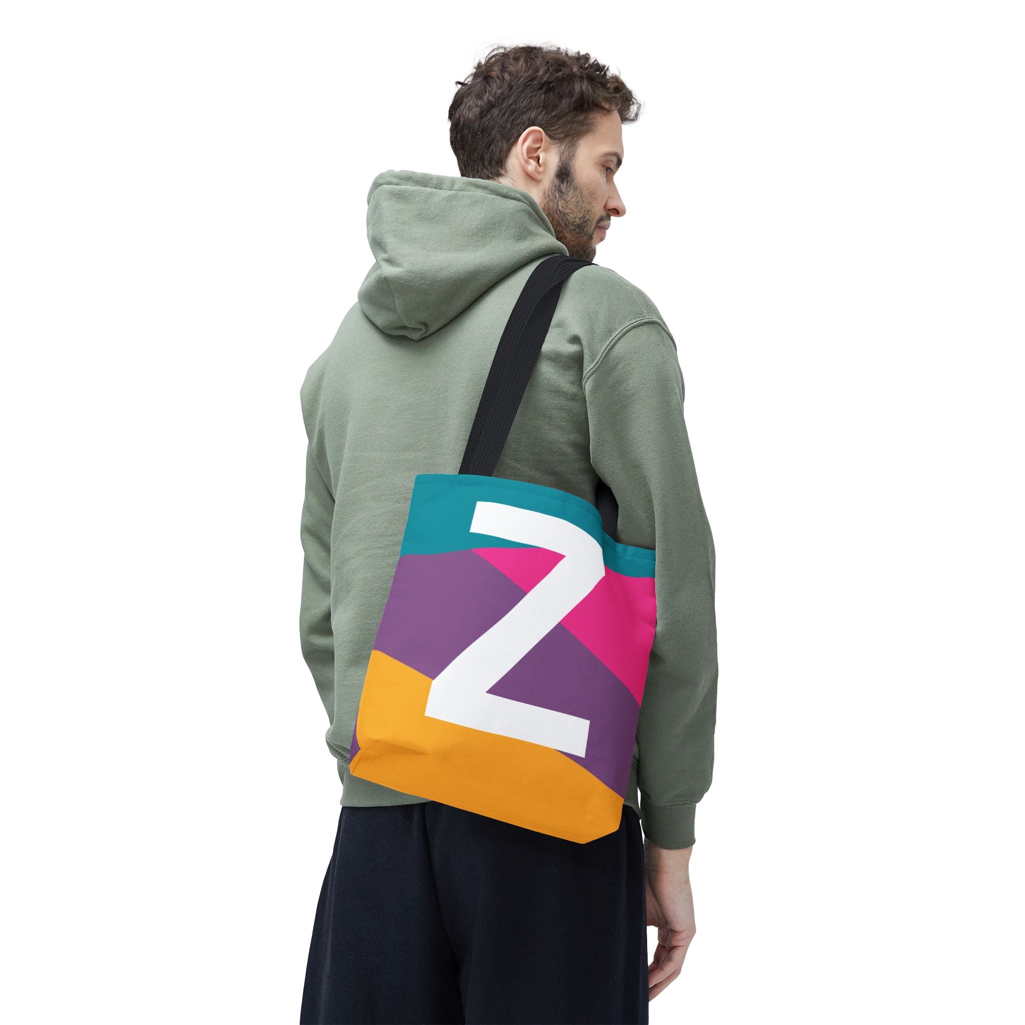 Monogram 'Z' Colorblock Tote Bag — Personalized Initial Z Shoulder Tote