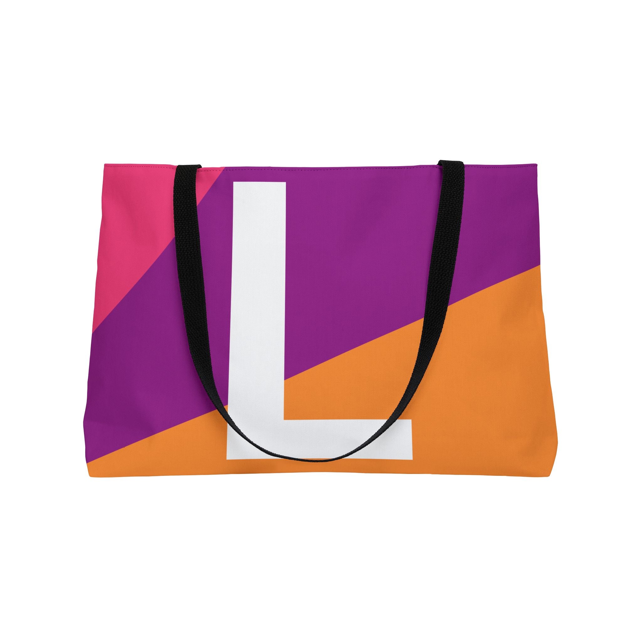 Personalized 'L' Colorblock Tote Bag — Monogram Weekender Tote