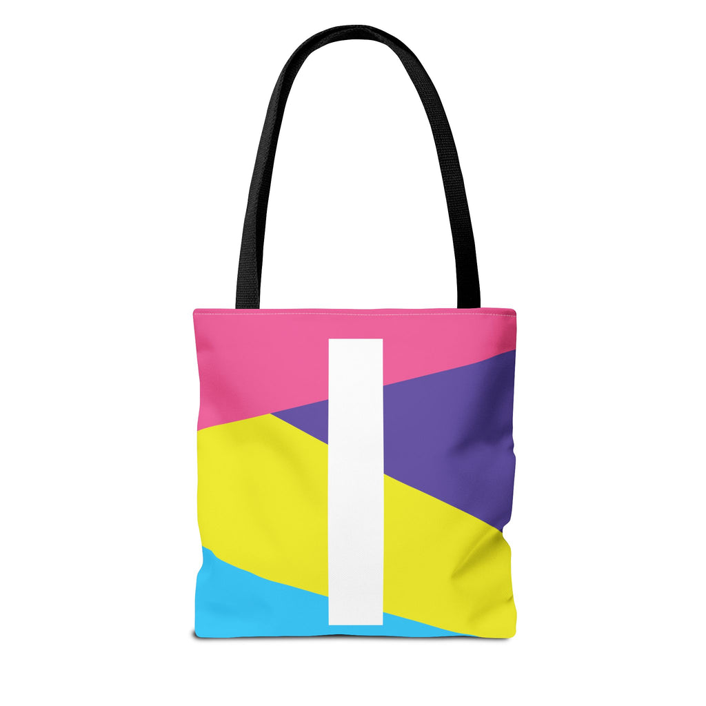 Monogram 'I' Colorblock Tote Bag — Personalized Initial I Shoulder Tote