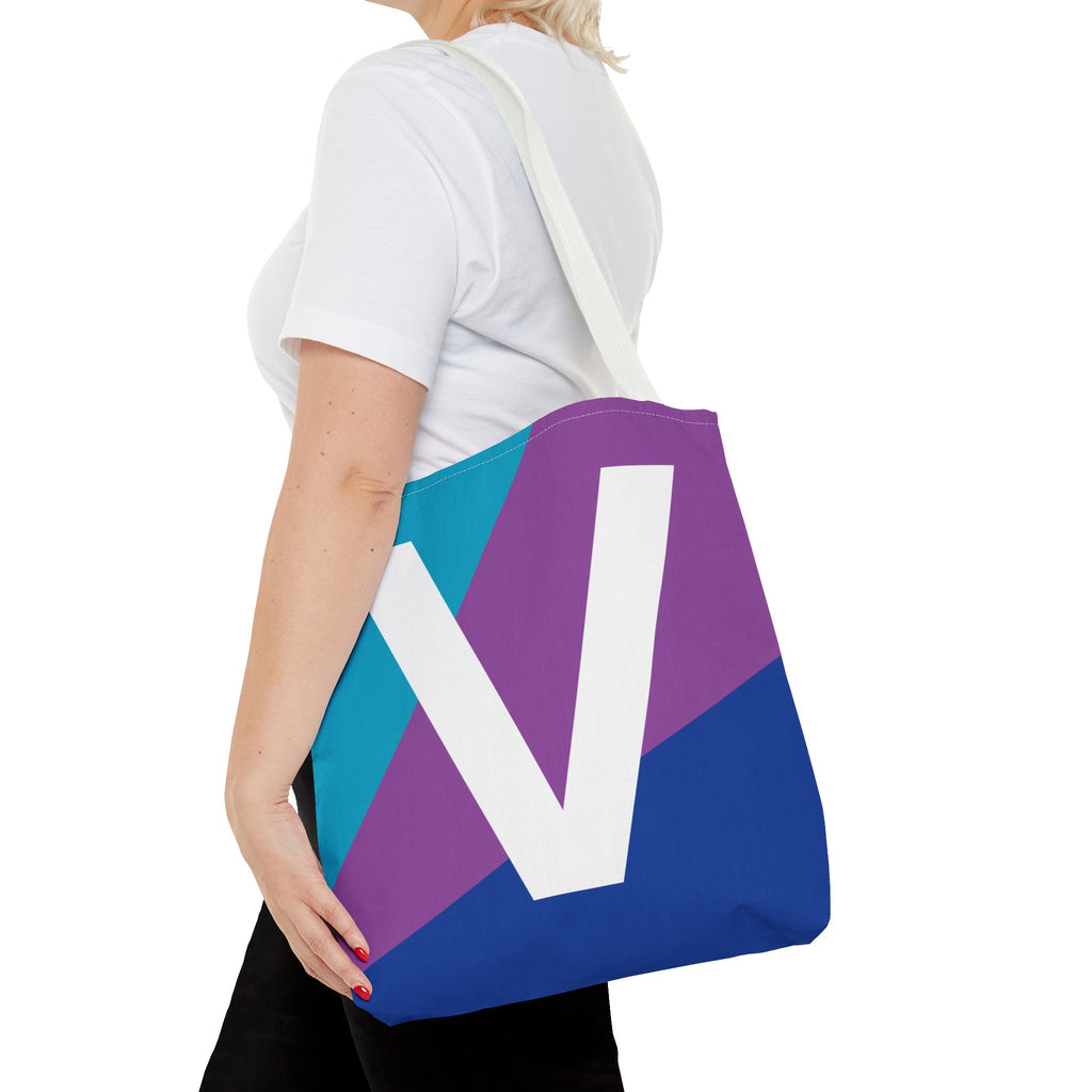 Monogram 'V' Colorblock Tote Bag — Personalized Initial V Shoulder Tote