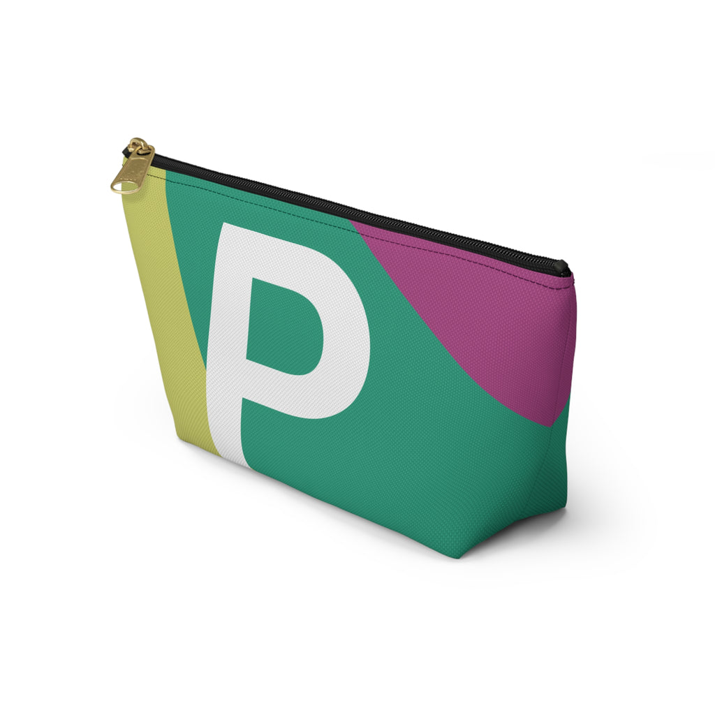 Initials Colorblock Accessory Pouch — Monogram P T-Bottom Cosmetic Bag