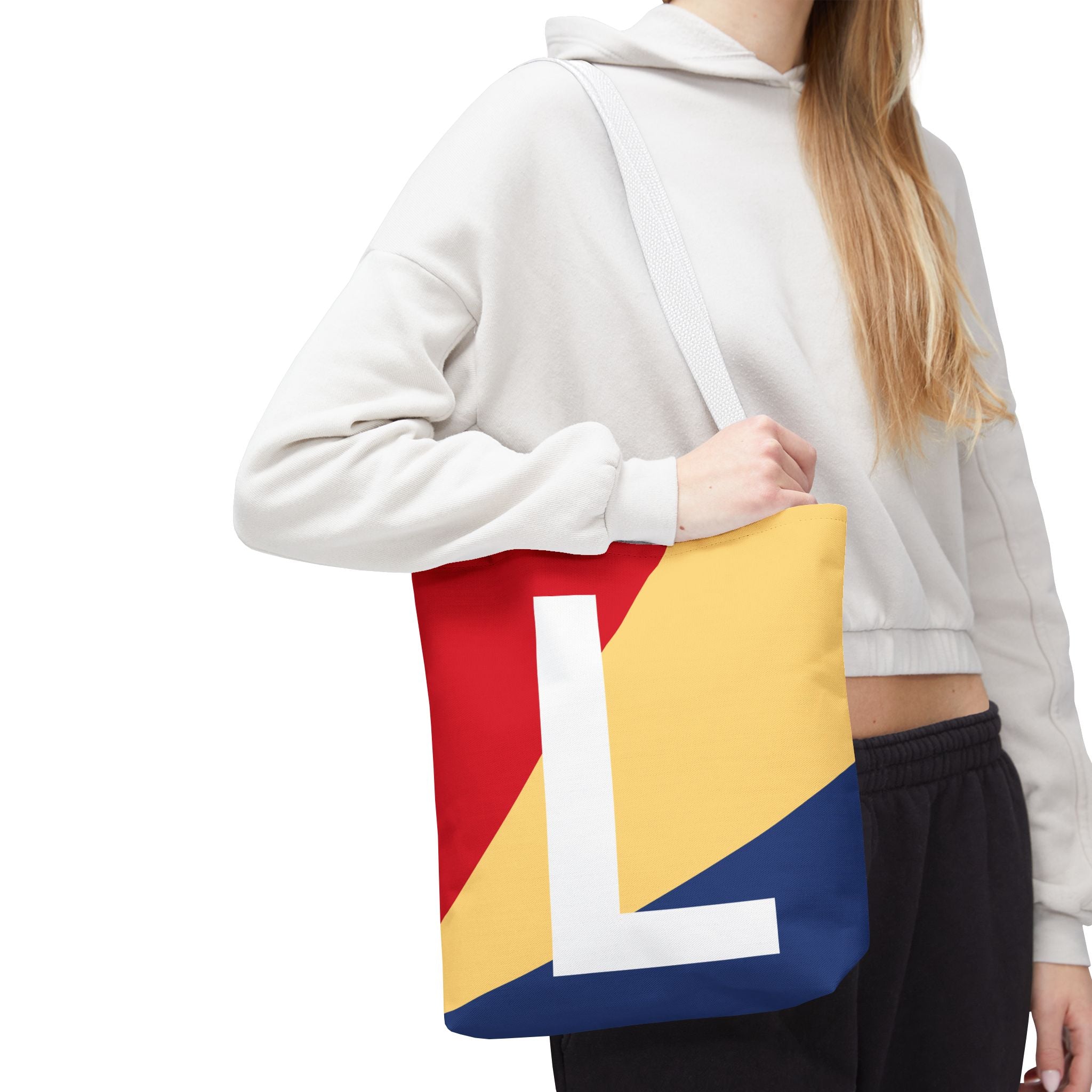 Monogram 'L' Colorblock Tote Bag — Personalized Initial L Shoulder Tote