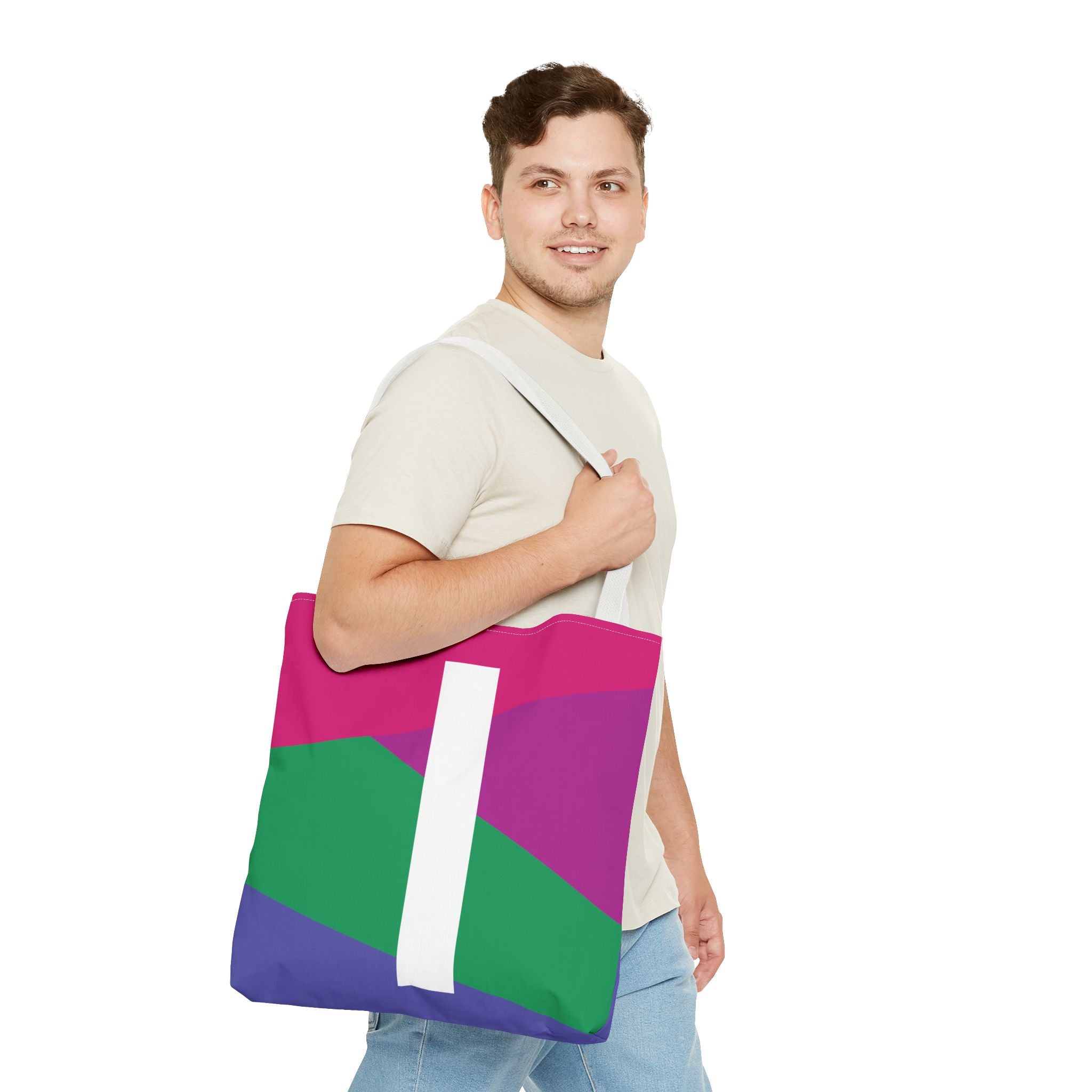 Monogram 'I' Colorblock Tote Bag — Personalized Initial I Shoulder Tote