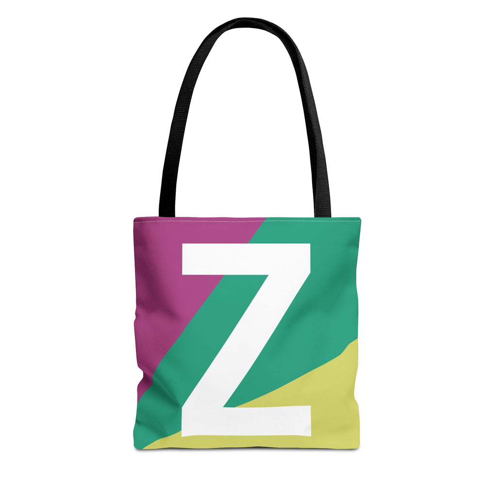 Monogram 'Z' Colorblock Tote Bag — Personalized Initial Z Shoulder Tote