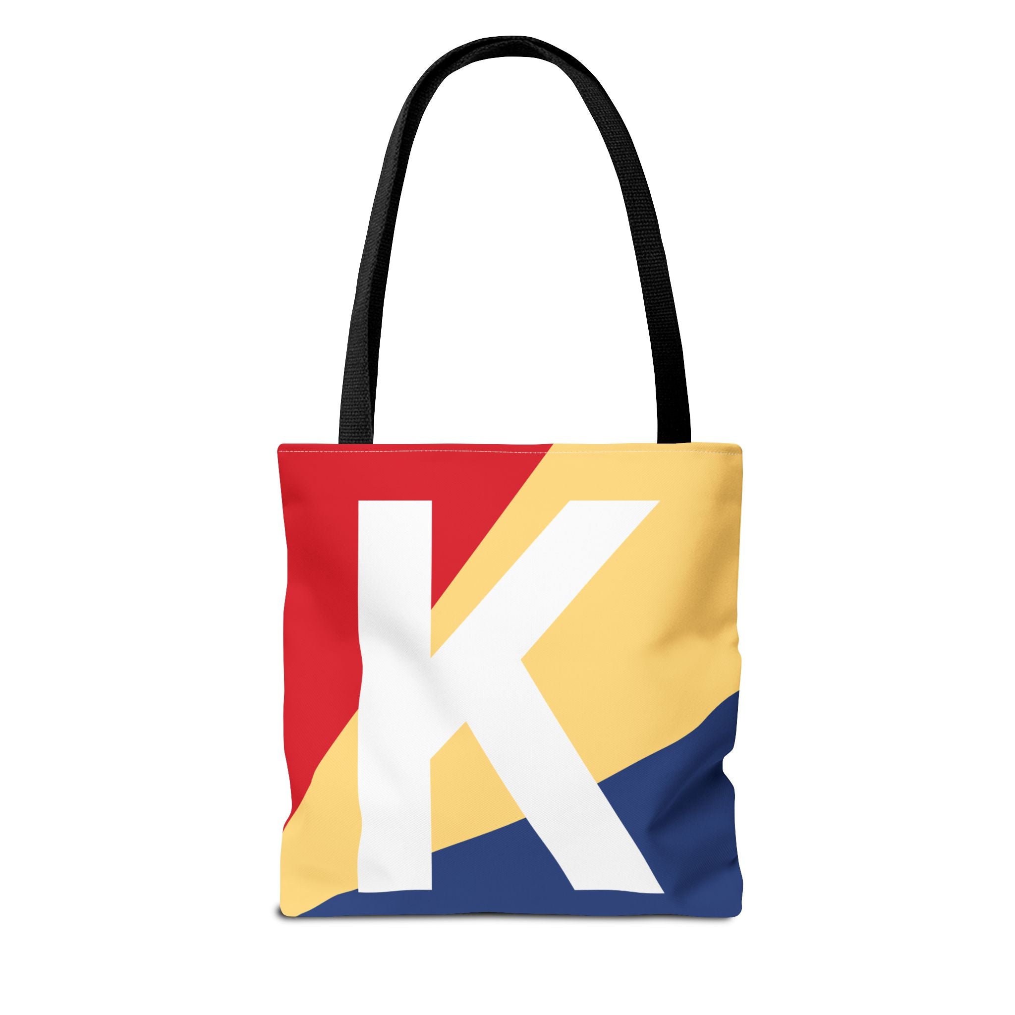 Monogram 'K' Colorblock Tote Bag — Personalized Initial K Shoulder Tote