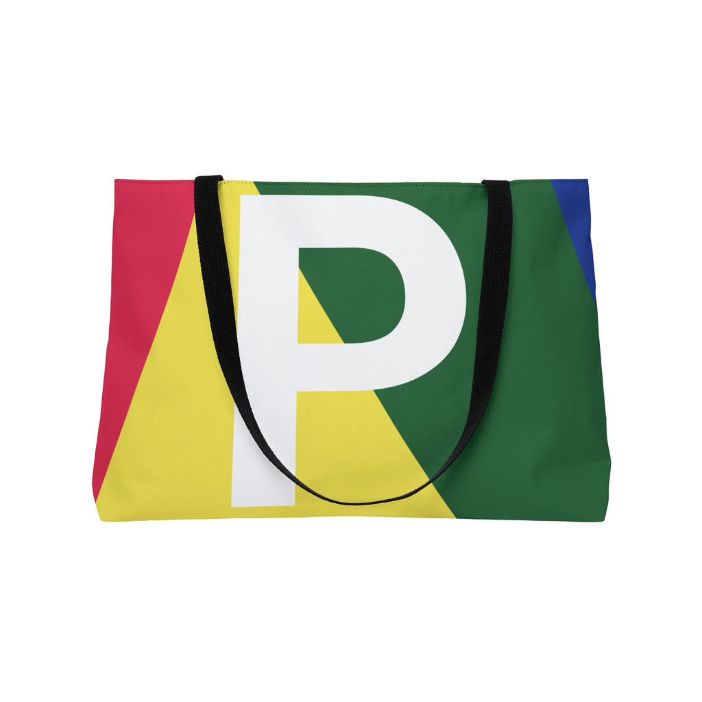 Personalized 'P' Colorblock Tote Bag — Monogram Weekender Tote