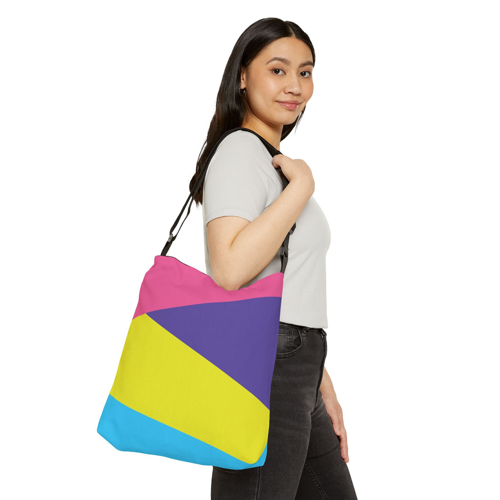 Colorblock Geometric Tote Bag — Adjustable Strap, Bright Abstract Pattern