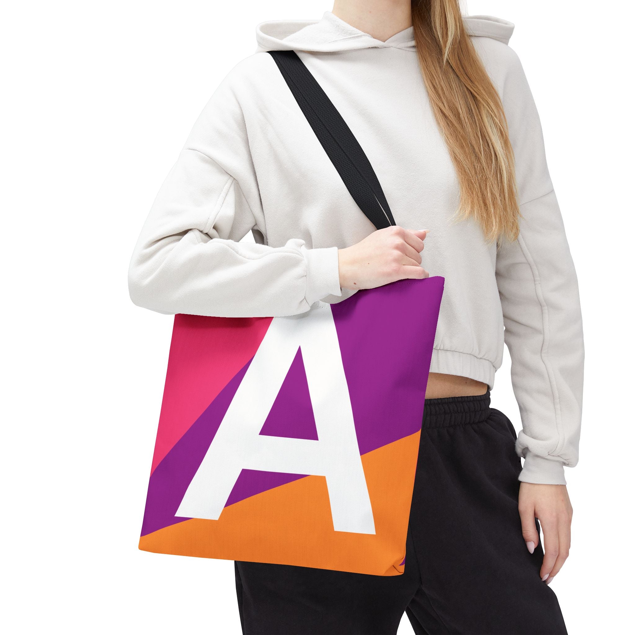 Monogram 'A' Colorblock Tote Bag — Personalized Initial A Shoulder Tote
