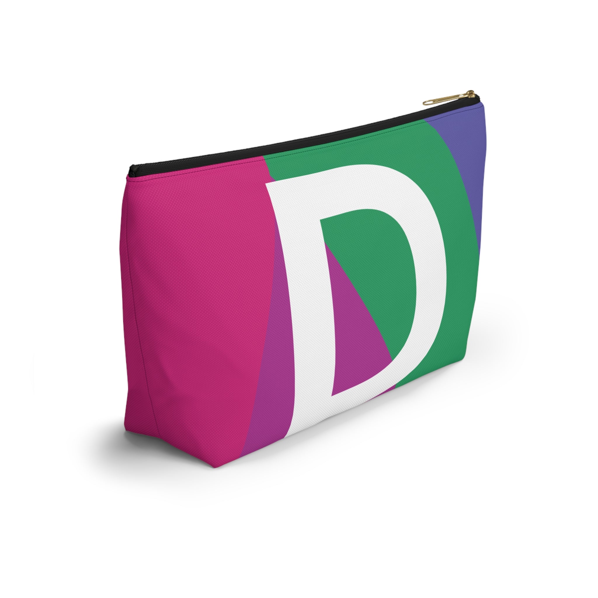 Initials Colorblock Accessory Pouch — Monogram D T-Bottom Cosmetic Bag