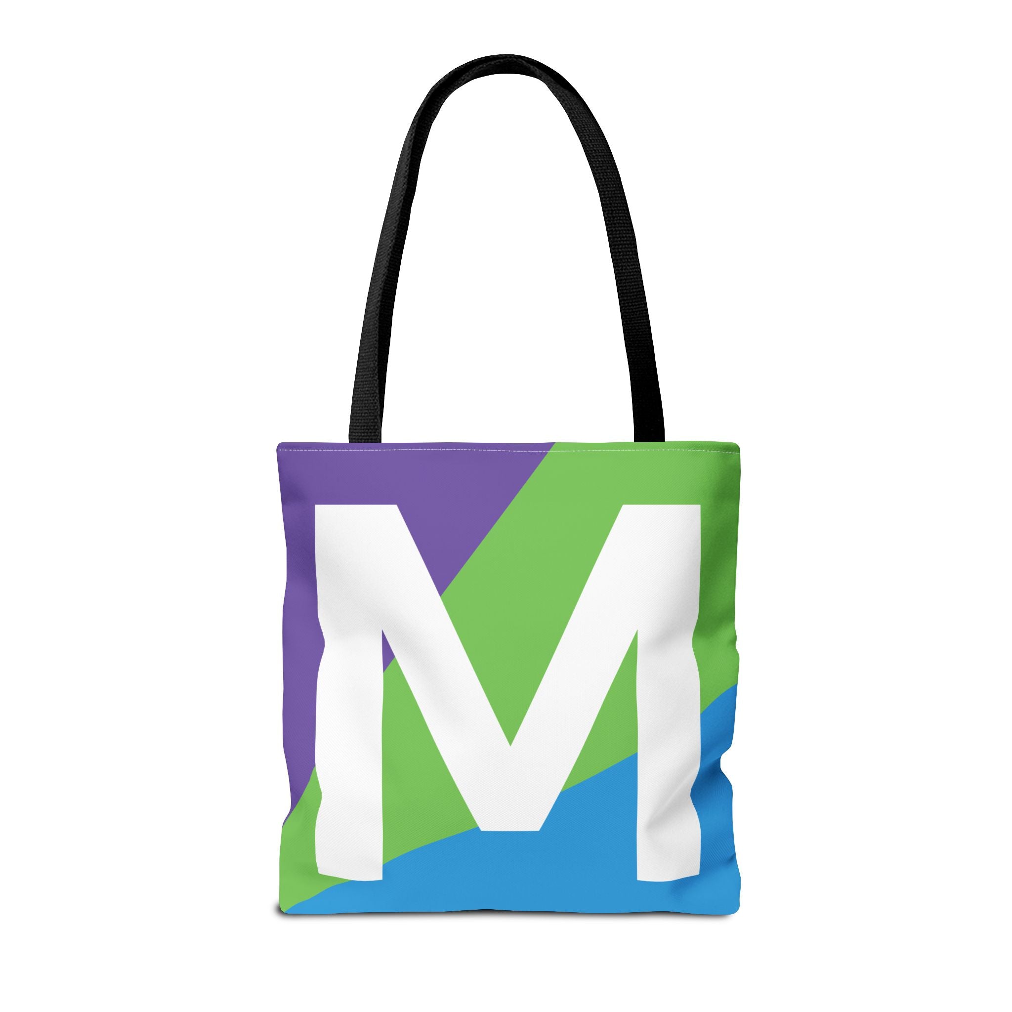 Monogram 'M' Colorblock Tote Bag — Personalized Initial M Shoulder Tote