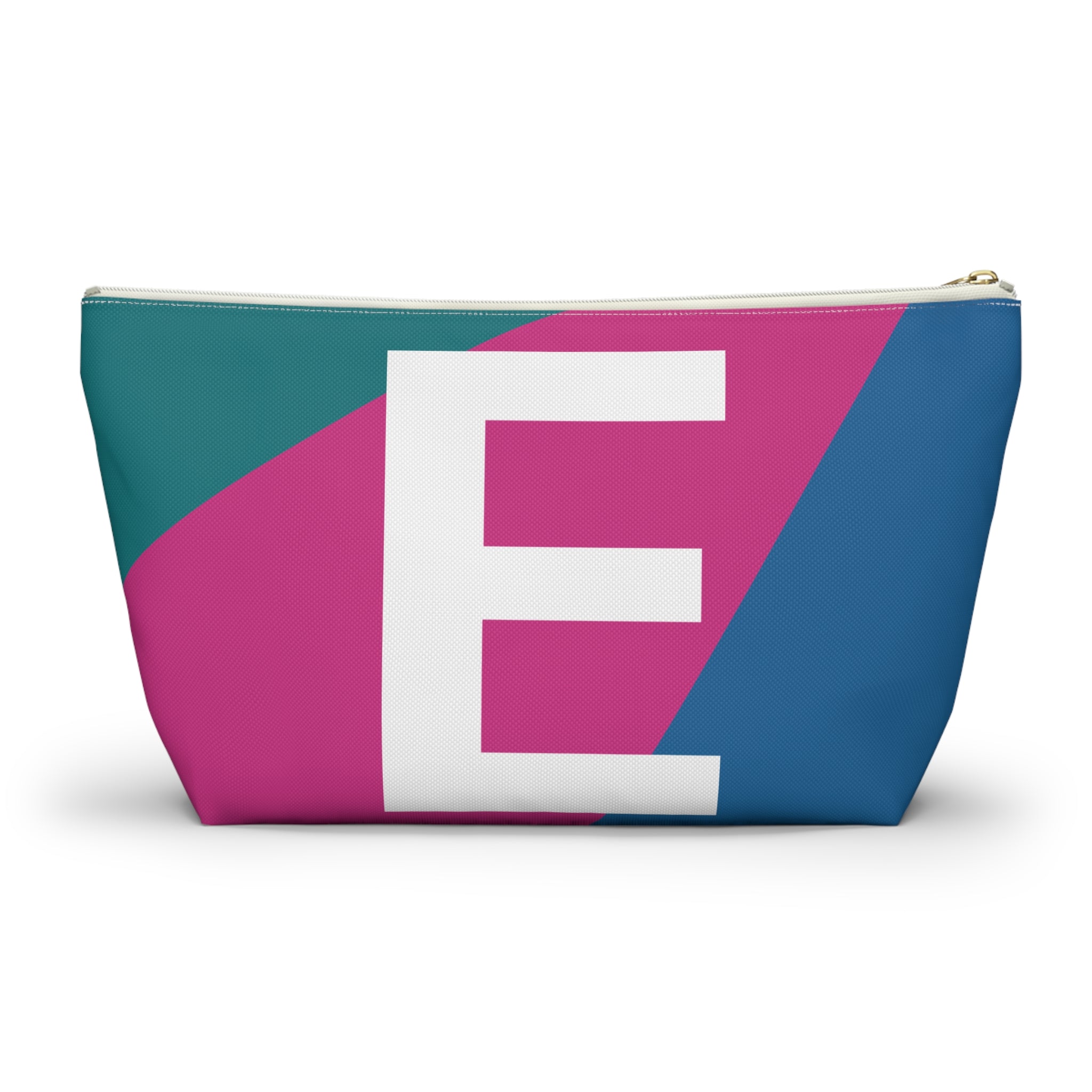 Initials Colorblock Accessory Pouch — Monogram E T-Bottom Cosmetic Bag
