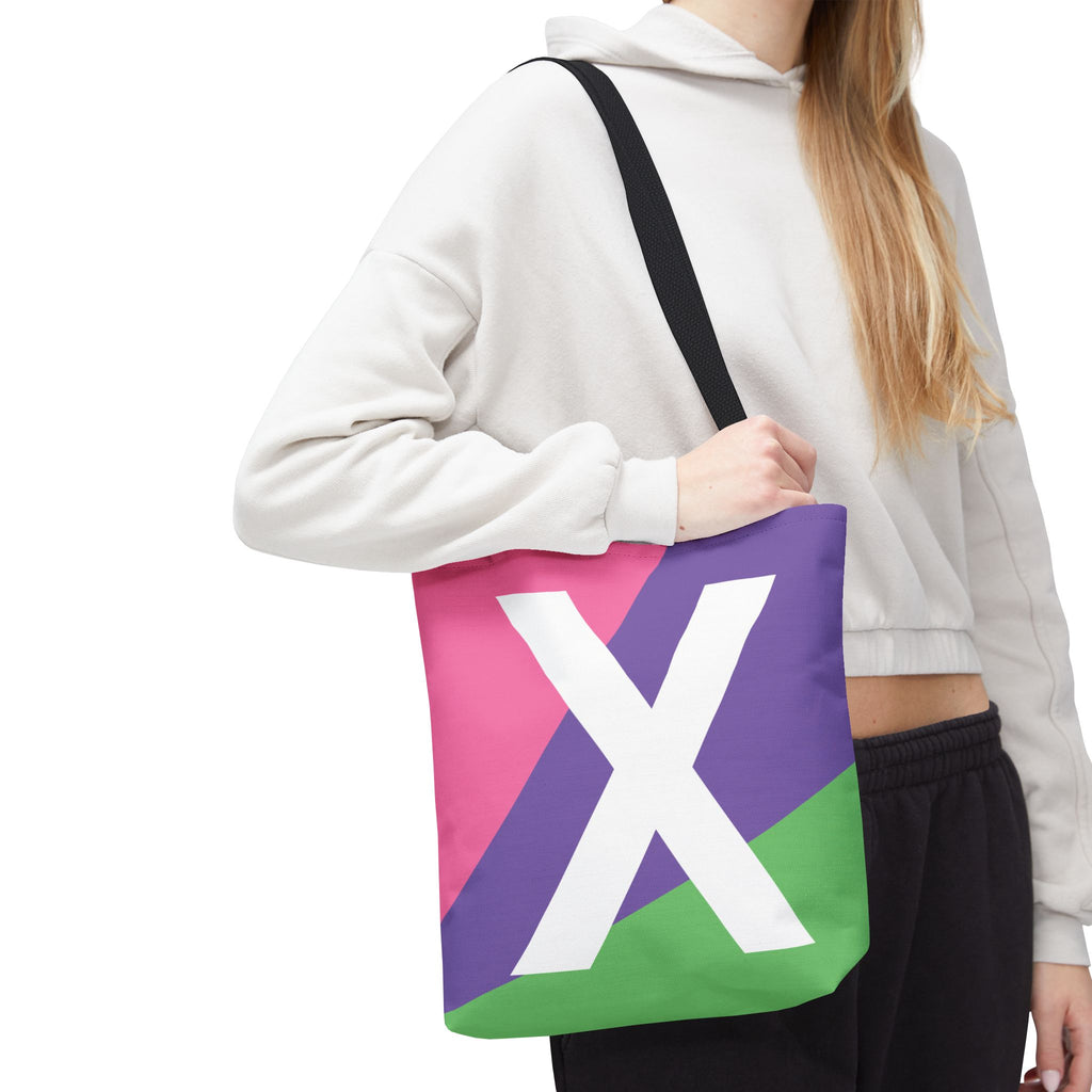 Monogram 'X' Colorblock Tote Bag — Personalized Initial X Shoulder Tote