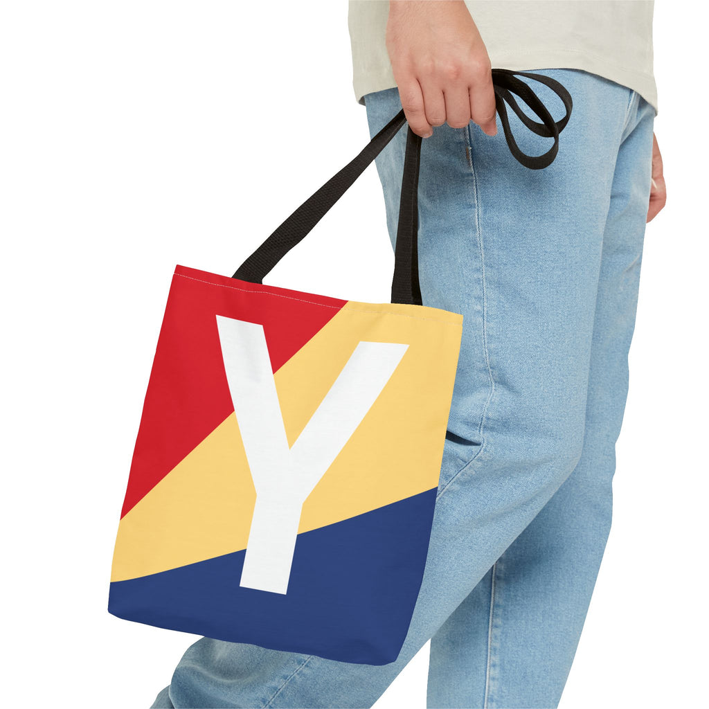 Monogram 'Y' Colorblock Tote Bag — Personalized Initial Y Shoulder Tote