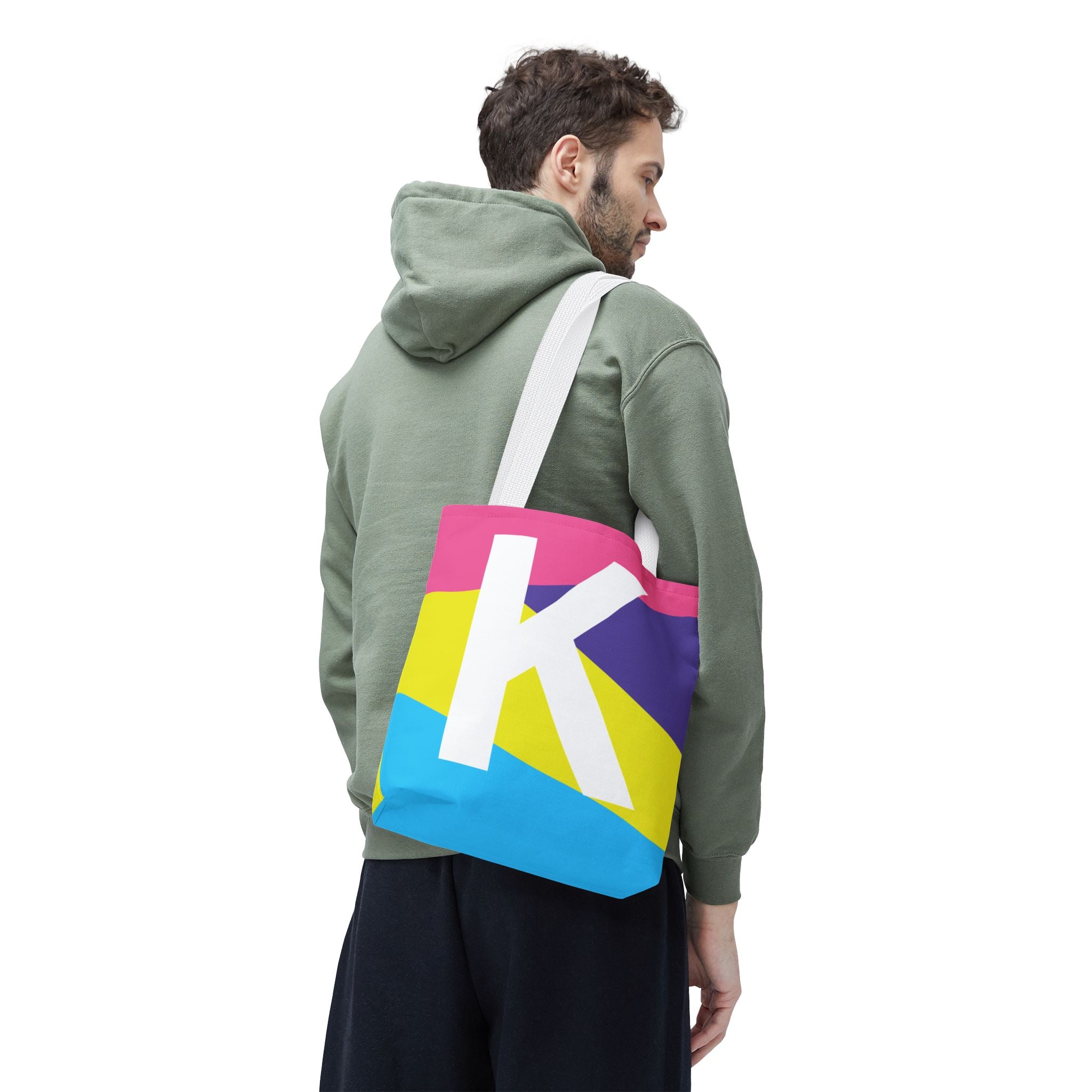 Monogram 'K' Colorblock Tote Bag — Personalized Initial K Shoulder Tote