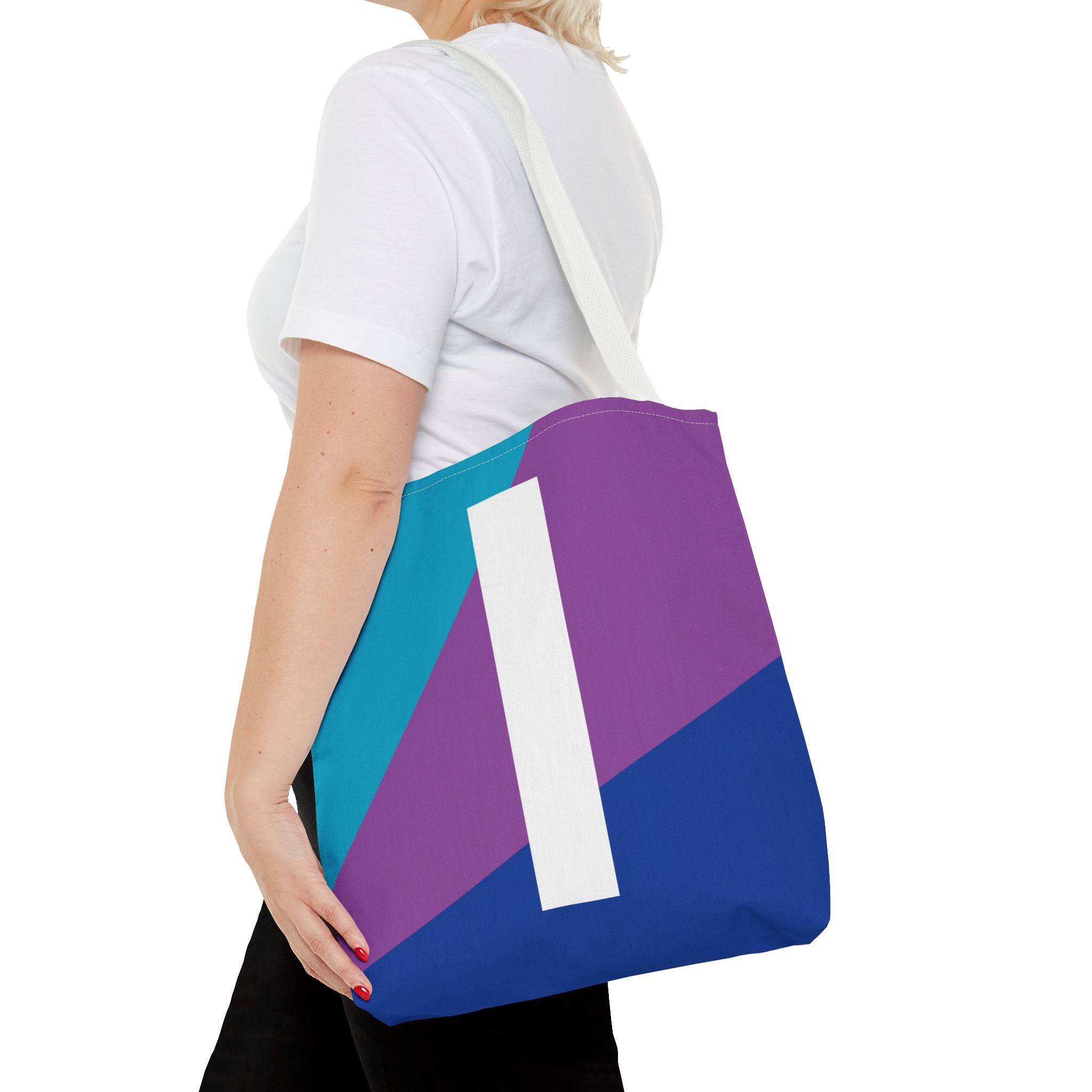 Monogram 'I' Colorblock Tote Bag — Personalized Initial I Shoulder Tote