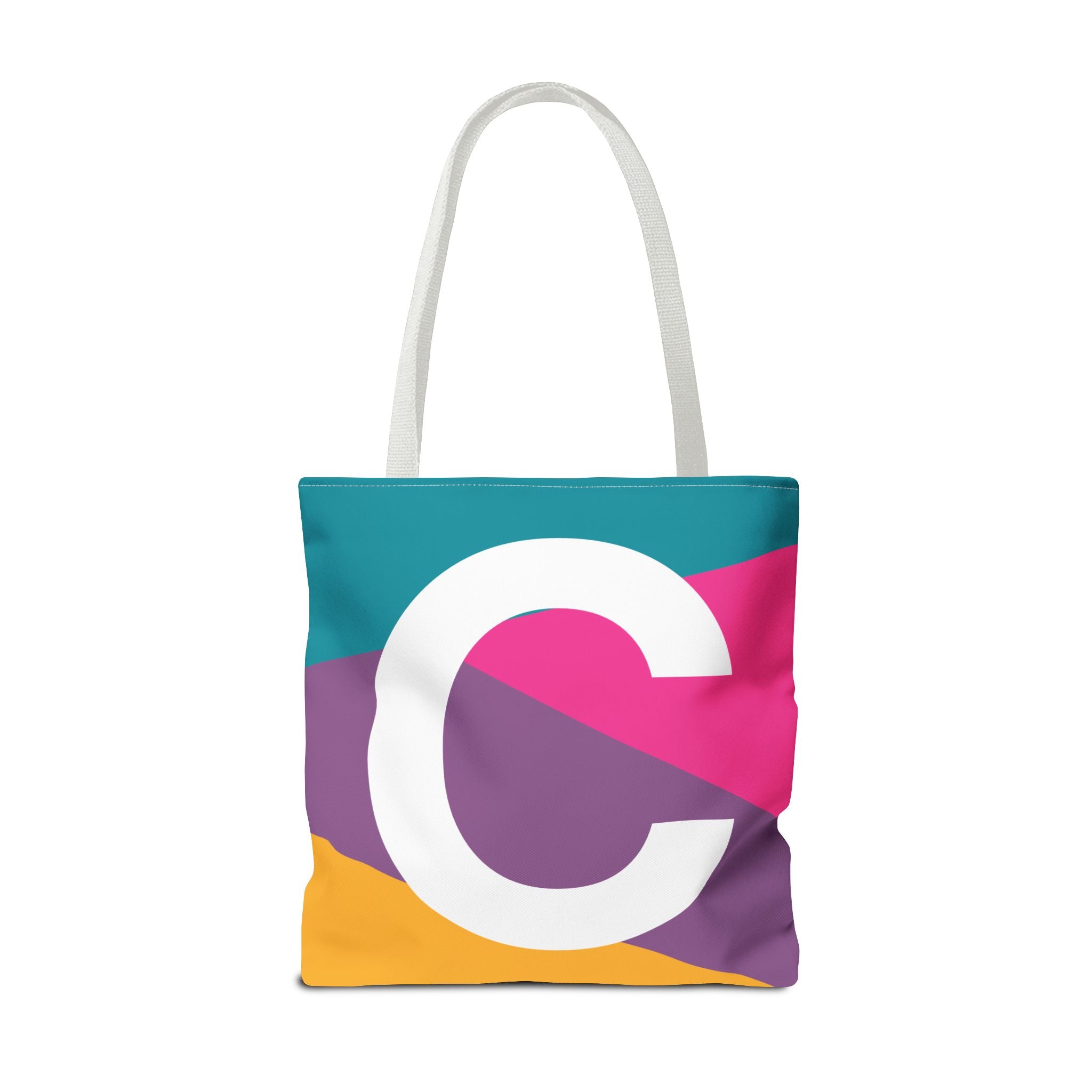 Monogram 'C' Colorblock Tote Bag — Personalized Initial C Shoulder Tote