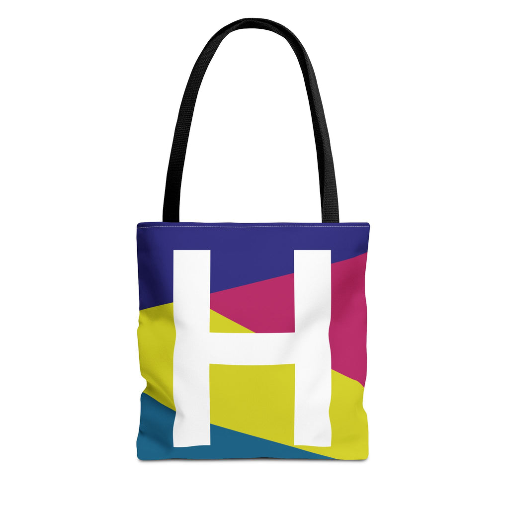 Monogram 'H' Colorblock Tote Bag — Personalized Initial H Shoulder Tote