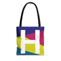 Monogram 'H' Colorblock Tote Bag — Personalized Initial H Shoulder Tote