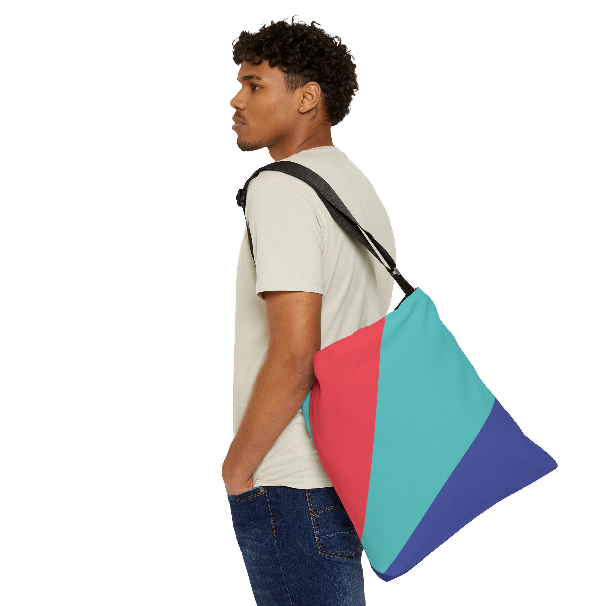 Colorblock Geometric Tote Bag — Adjustable Strap, Bright Abstract Pattern