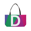 Personalized 'D' Colorblock Tote Bag — Monogram Weekender Tote