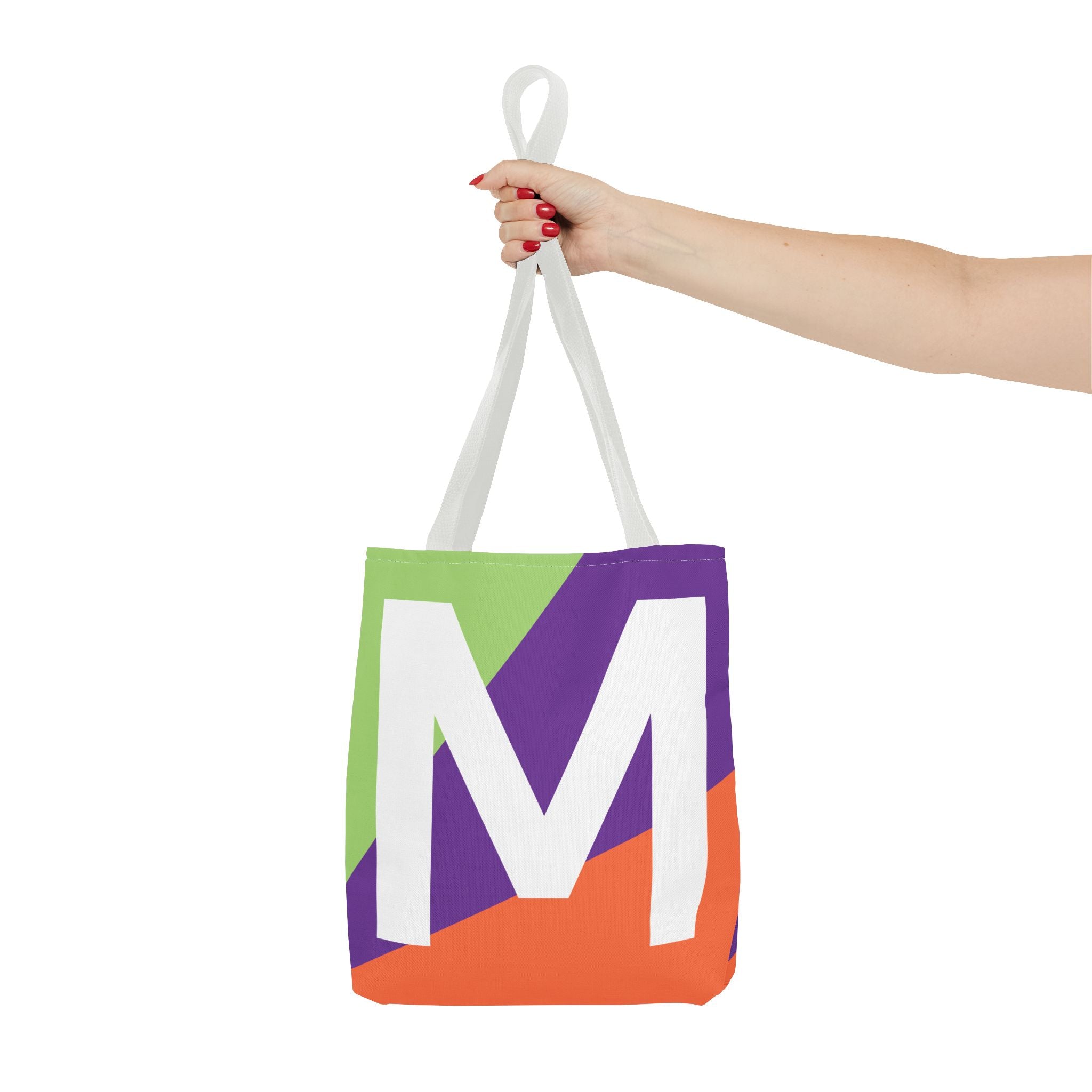 Monogram 'M' Colorblock Tote Bag — Personalized Initial M Shoulder Tote
